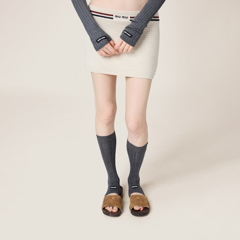 Cotton knit miniskirt