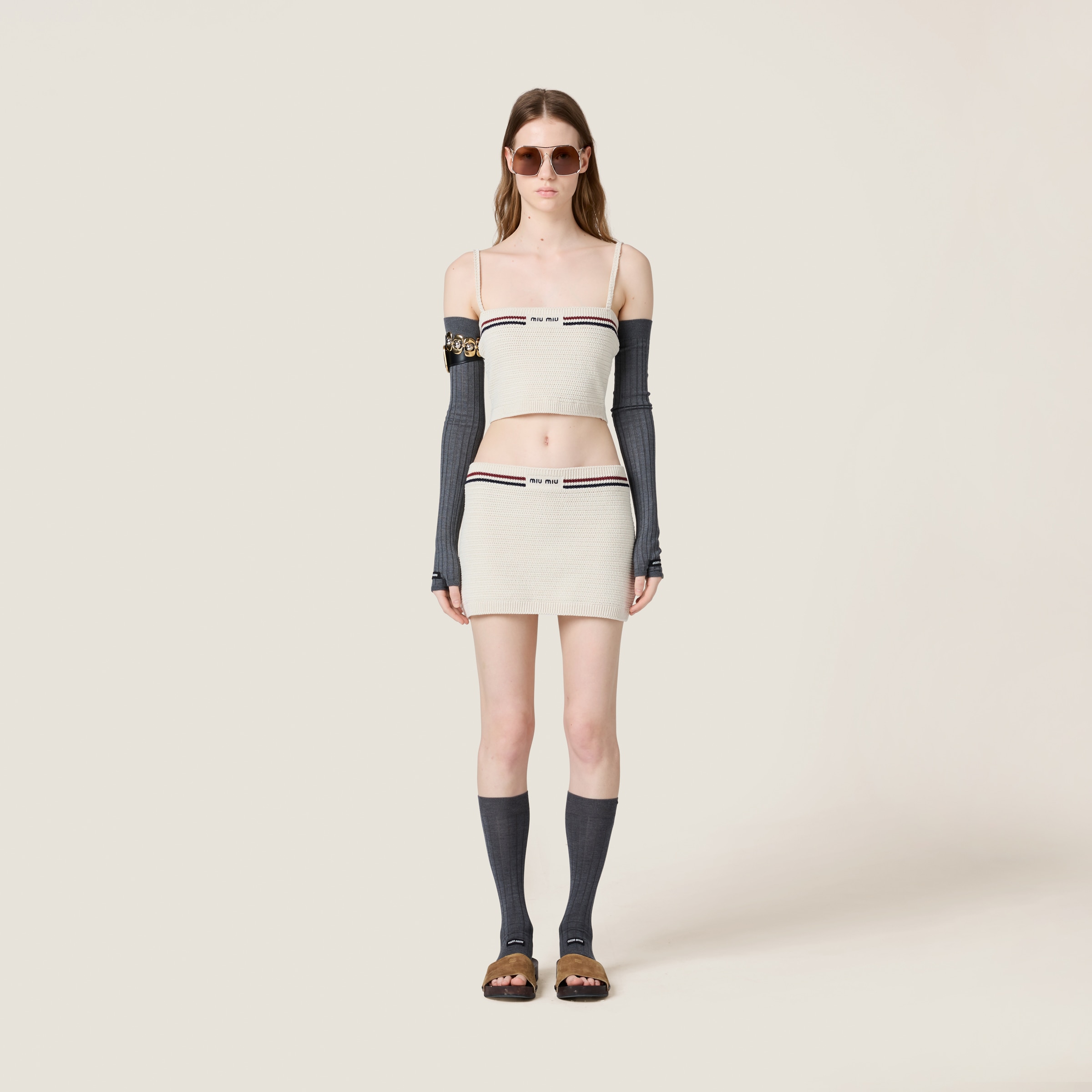 MIU MIU COTTON KNIT MINISKIRT