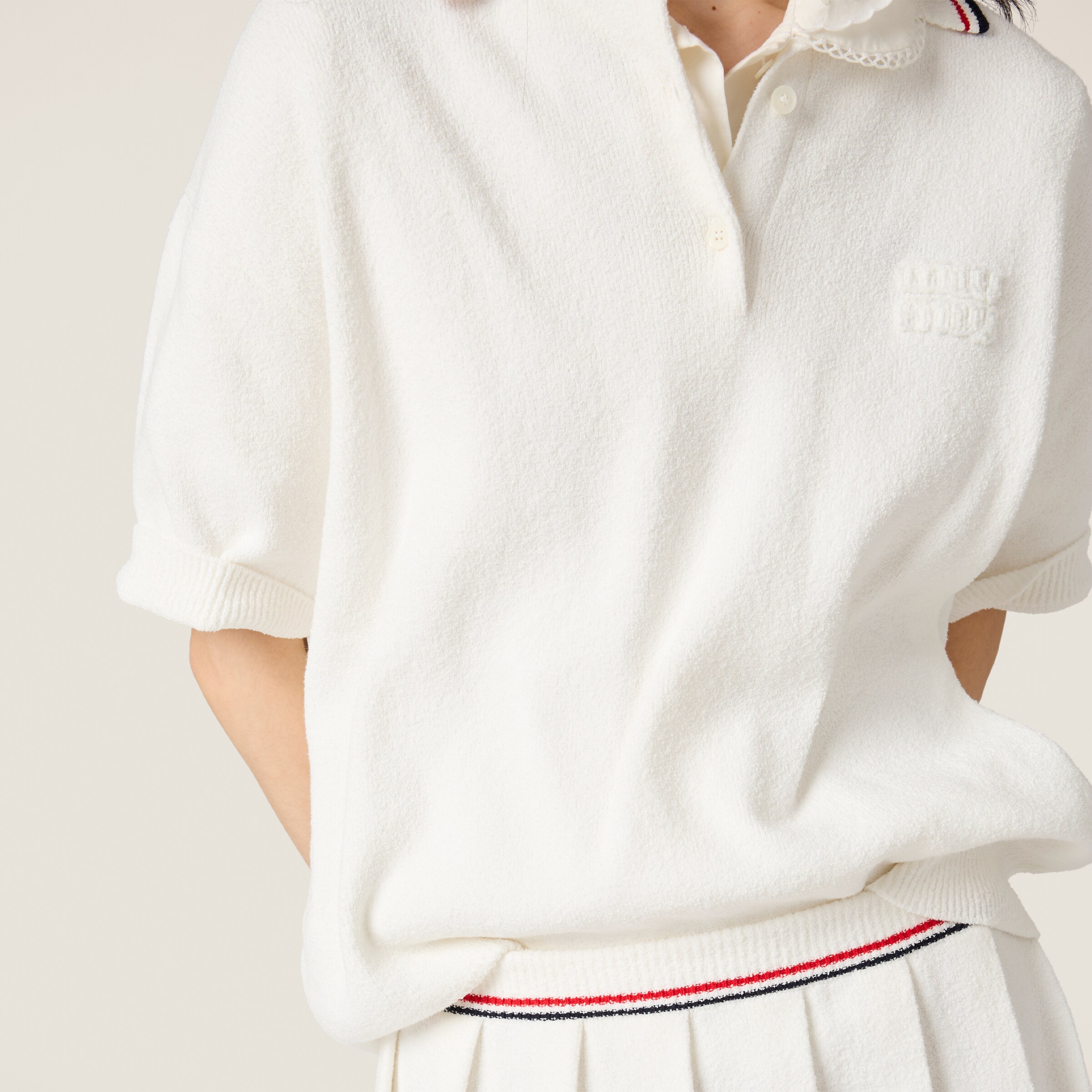 ホワイト コットン ミニスカート | Miu Miu