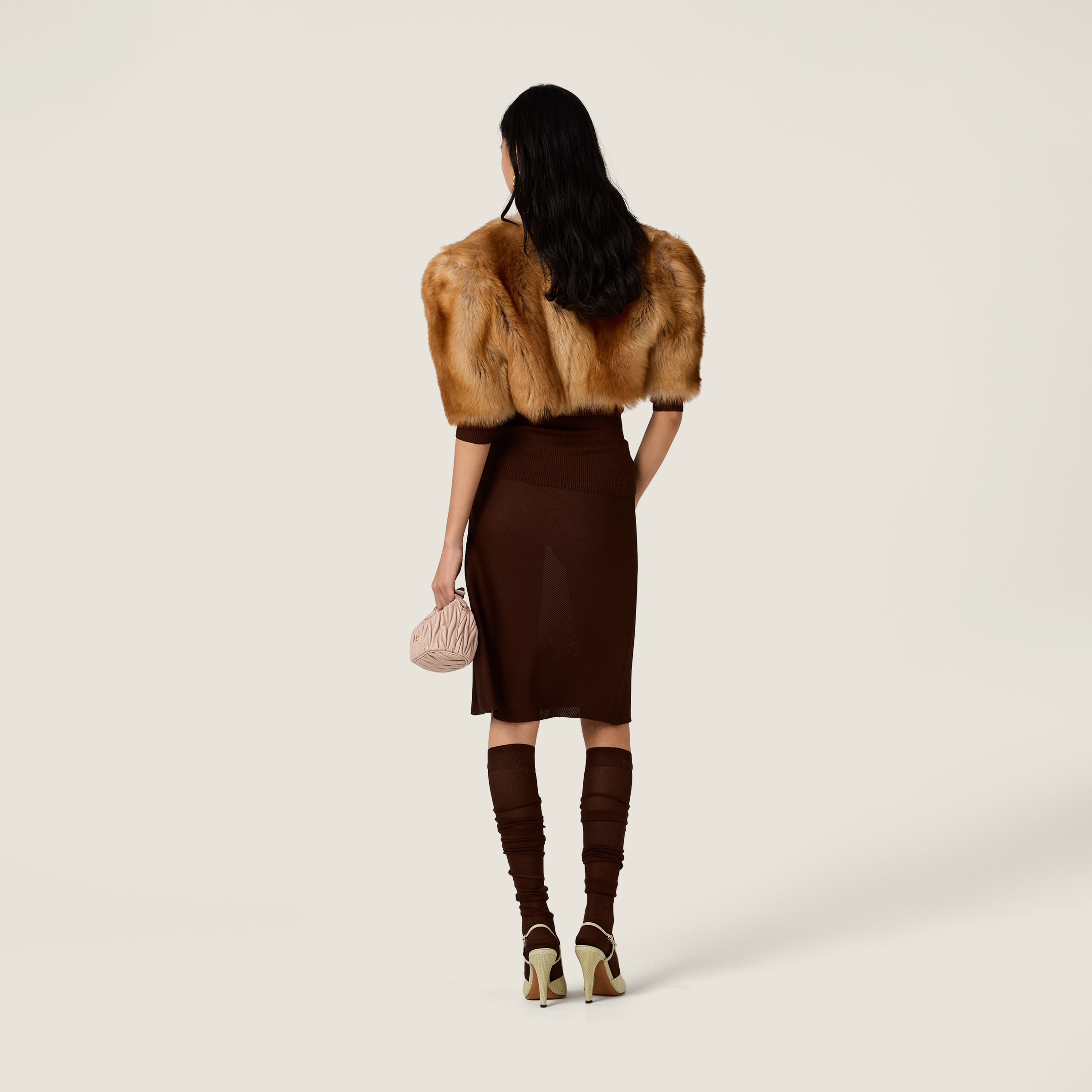 Miu Miu Silk Mid-length Skirts In Brown