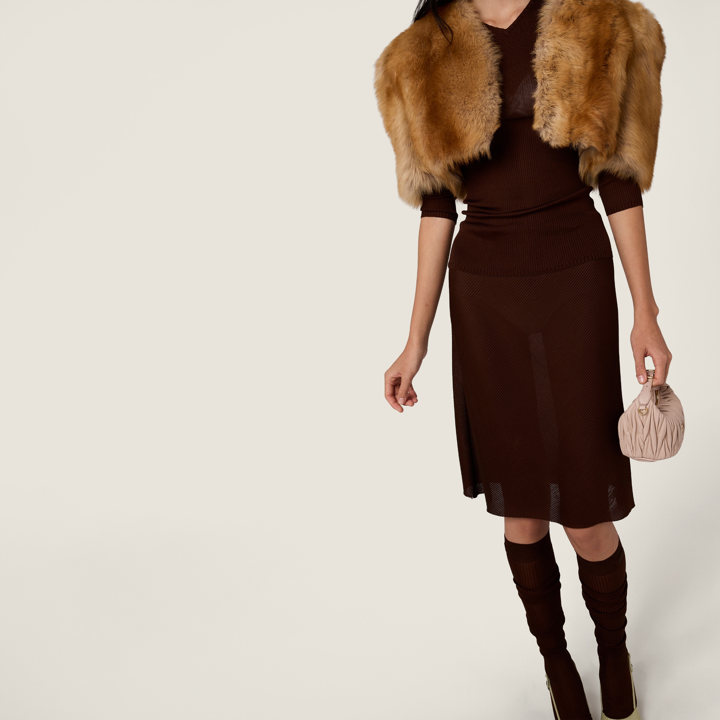 Miu Miu Silk Mid-length Skirts In Brown