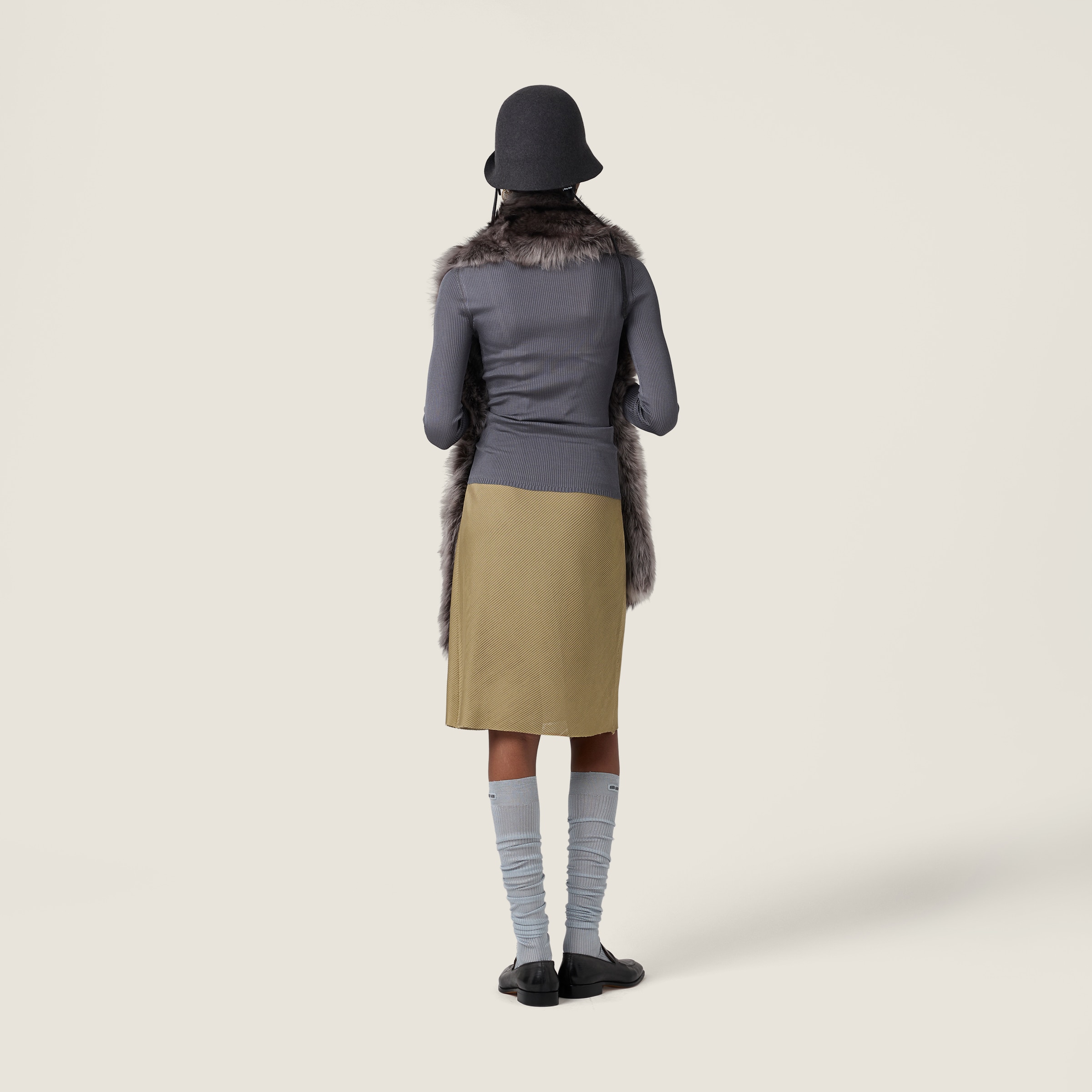 Miu Miu Silk Mid-length Skirts In Gray