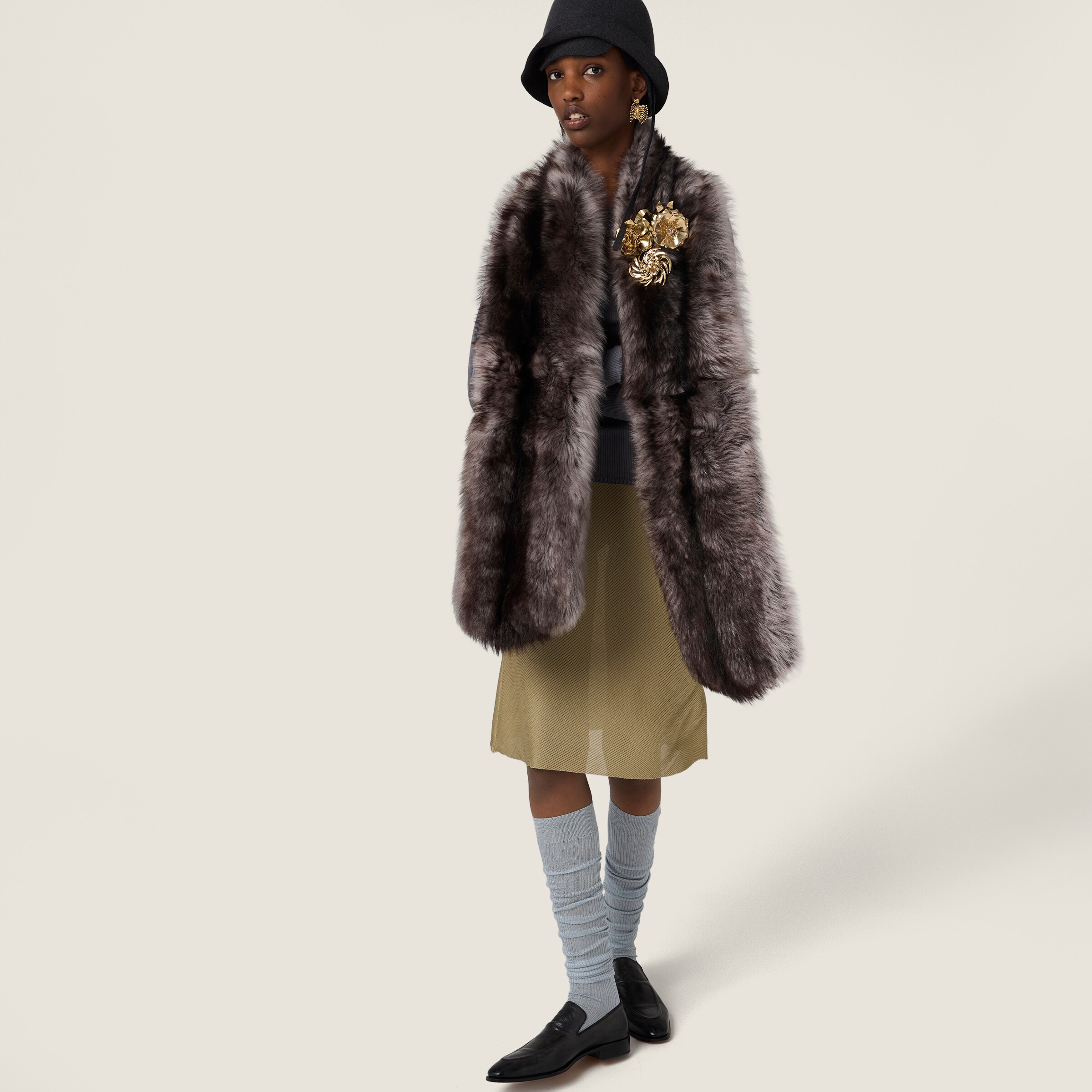 Miu Miu Silk Mid-length Skirts In Gray