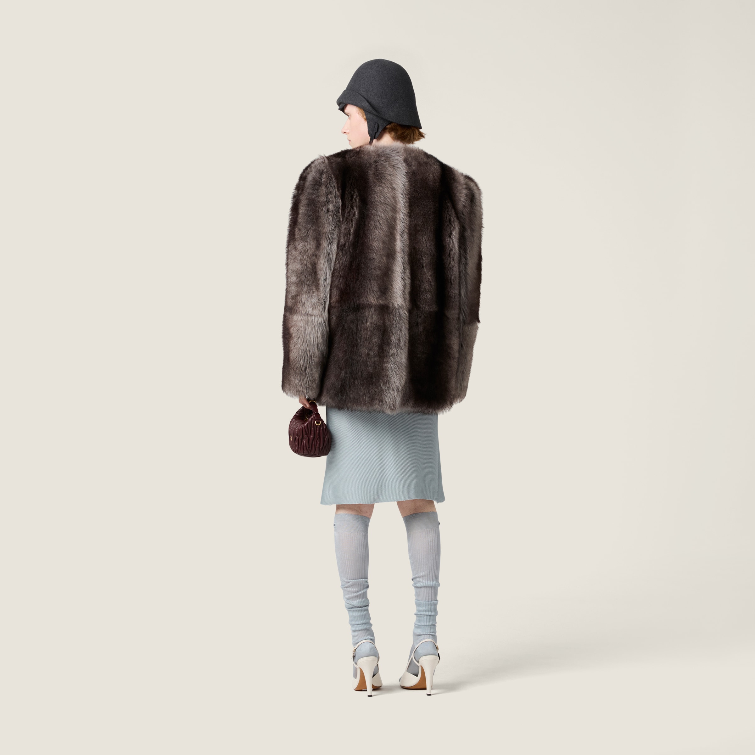 Miu Miu Silk Mid-length Skirts In Gray