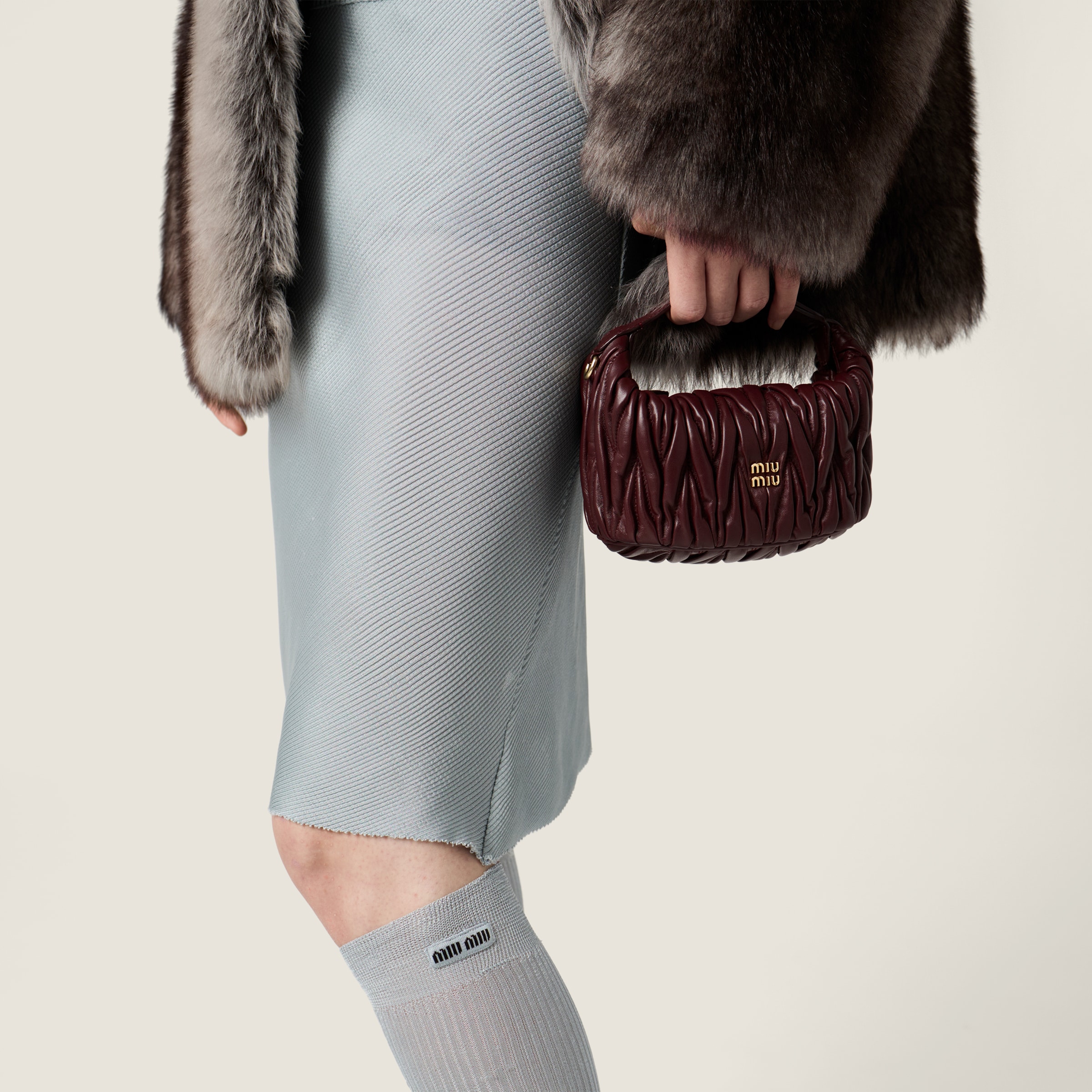 Miu Miu Silk Mid-length Skirts In Gray