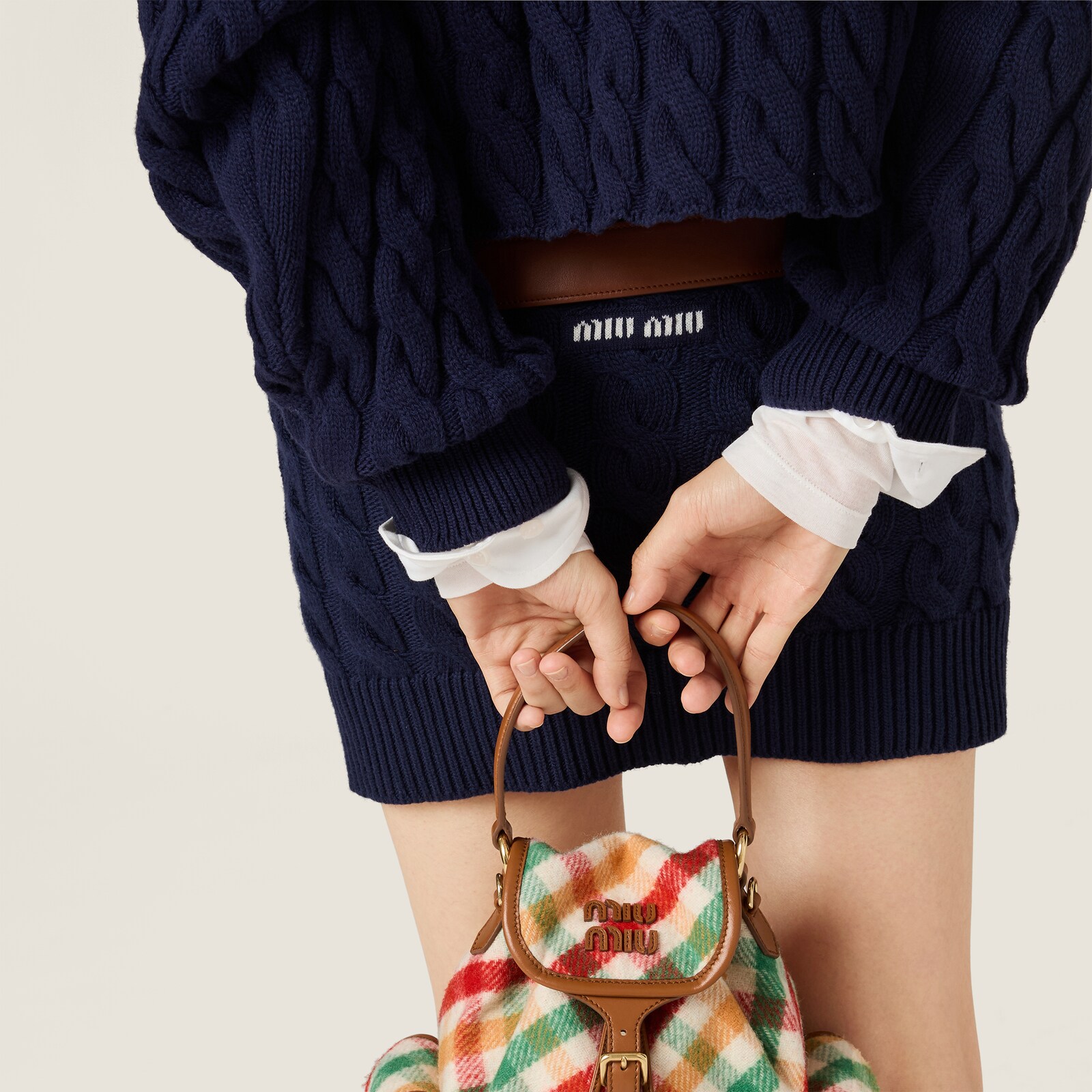 Navy Wool Miniskirt | Miu Miu