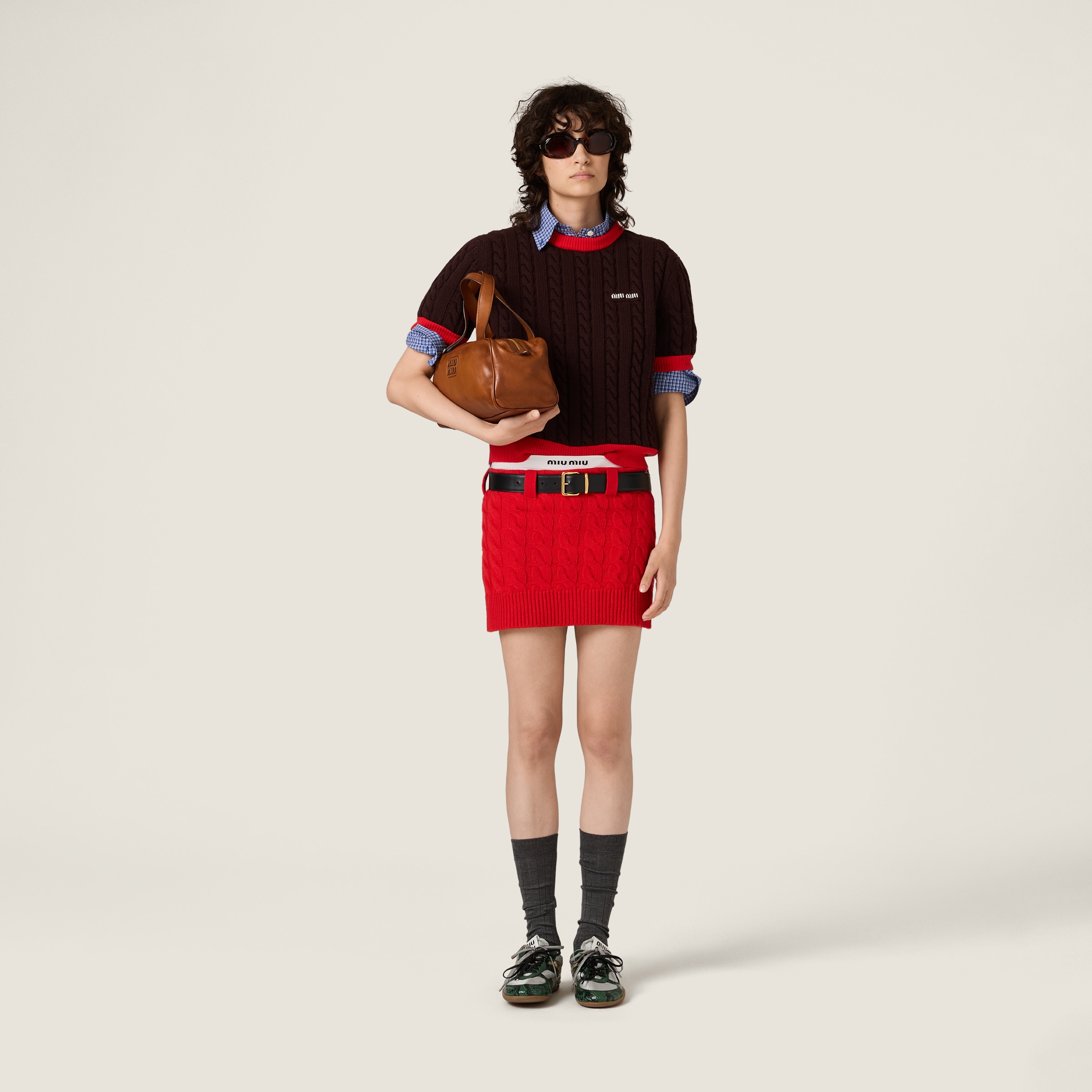 MIU MIU ミュウミュウ　ウール　フレア　ミニ　スカート　赤　レッド MIU MIU（ミニスカート）のフリマアイテム一覧