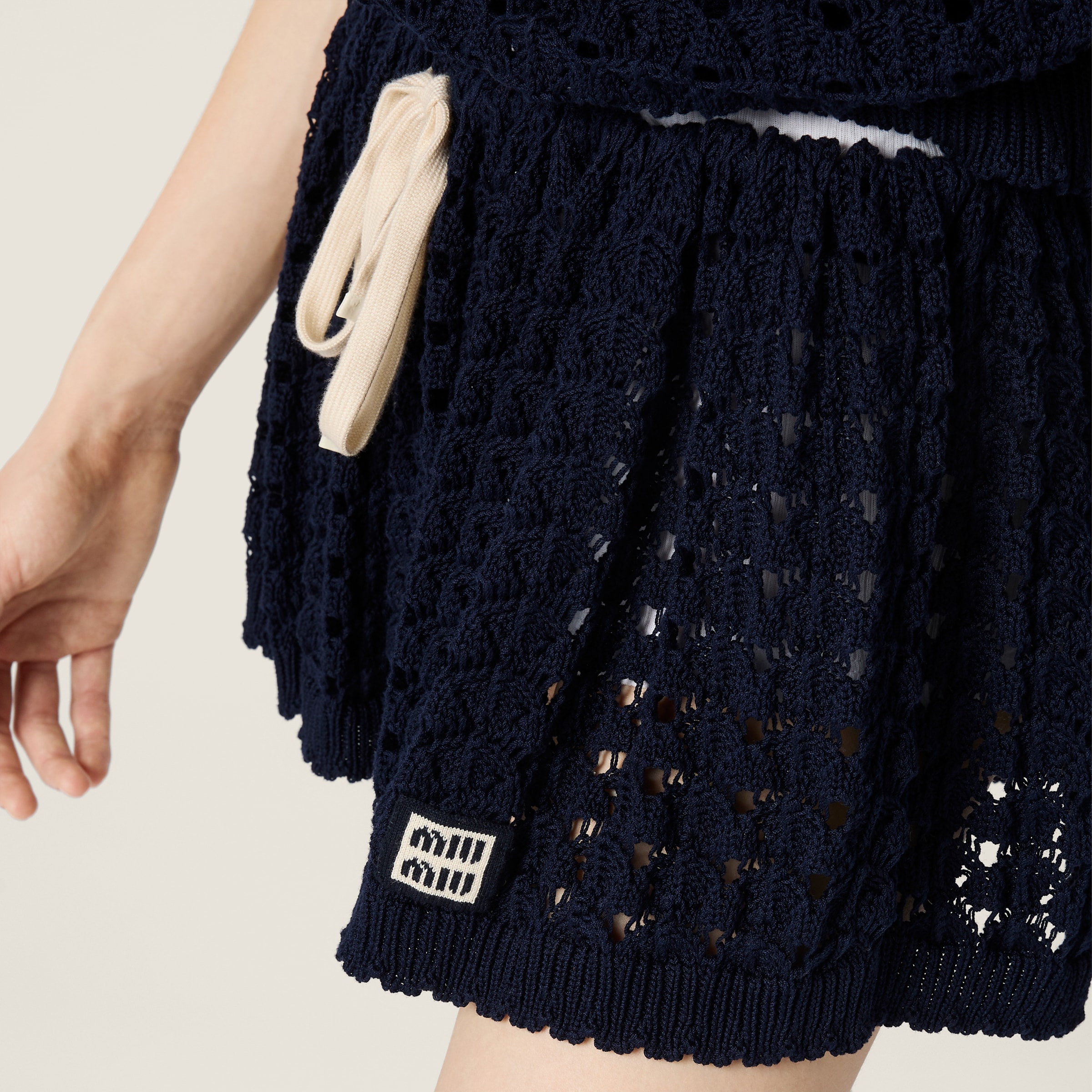 Navy Cotton Miniskirt | Miu Miu - United States