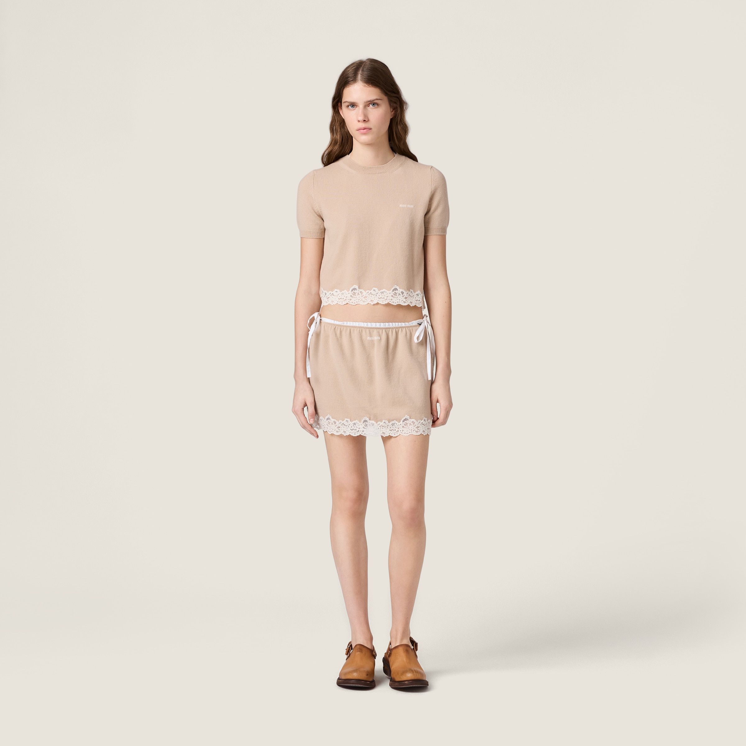 Cashmere and lace miniskirt - thumbnail 2