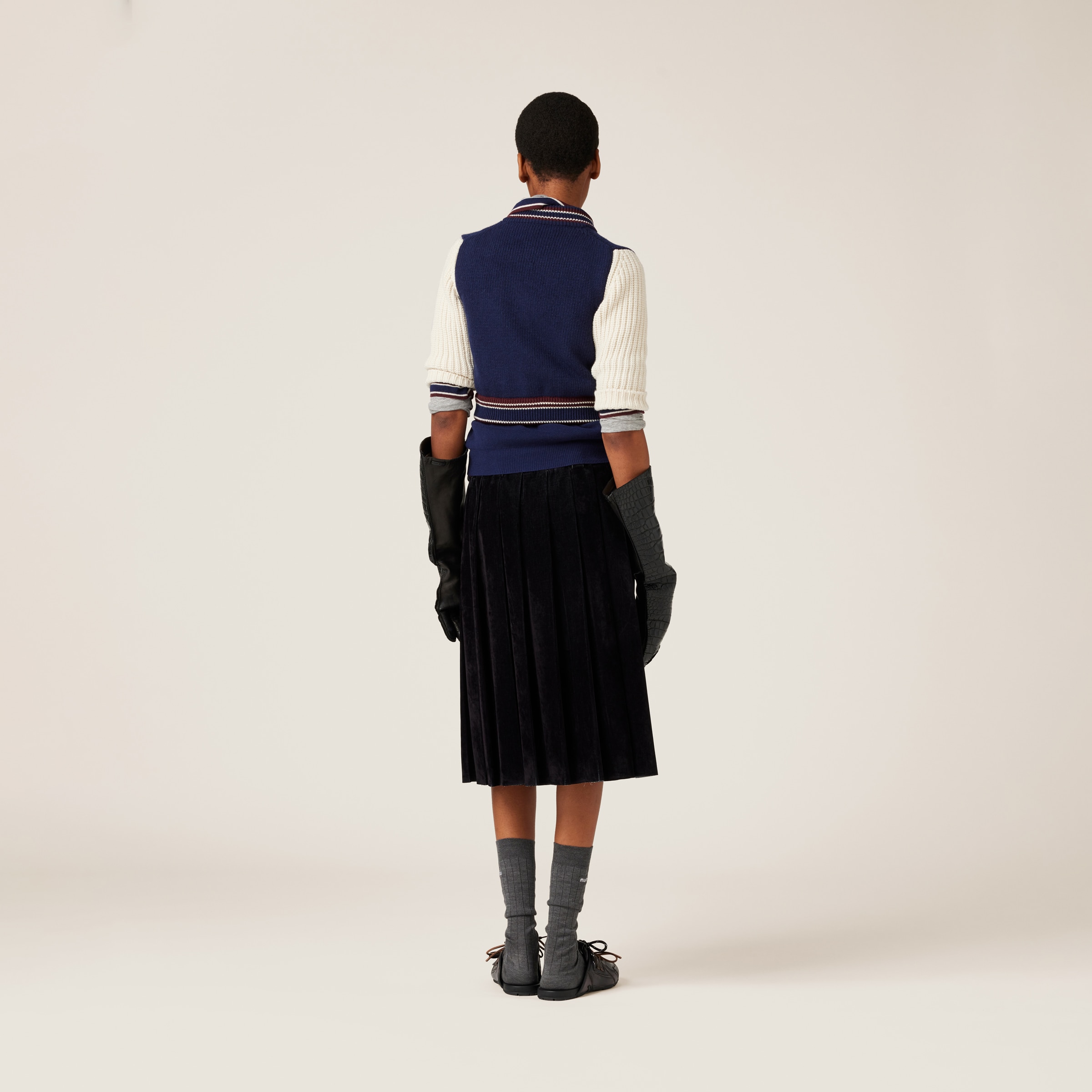 商品画像：Miu Miu ribbed-knit Cardigan | Blue | FARFETCH 3