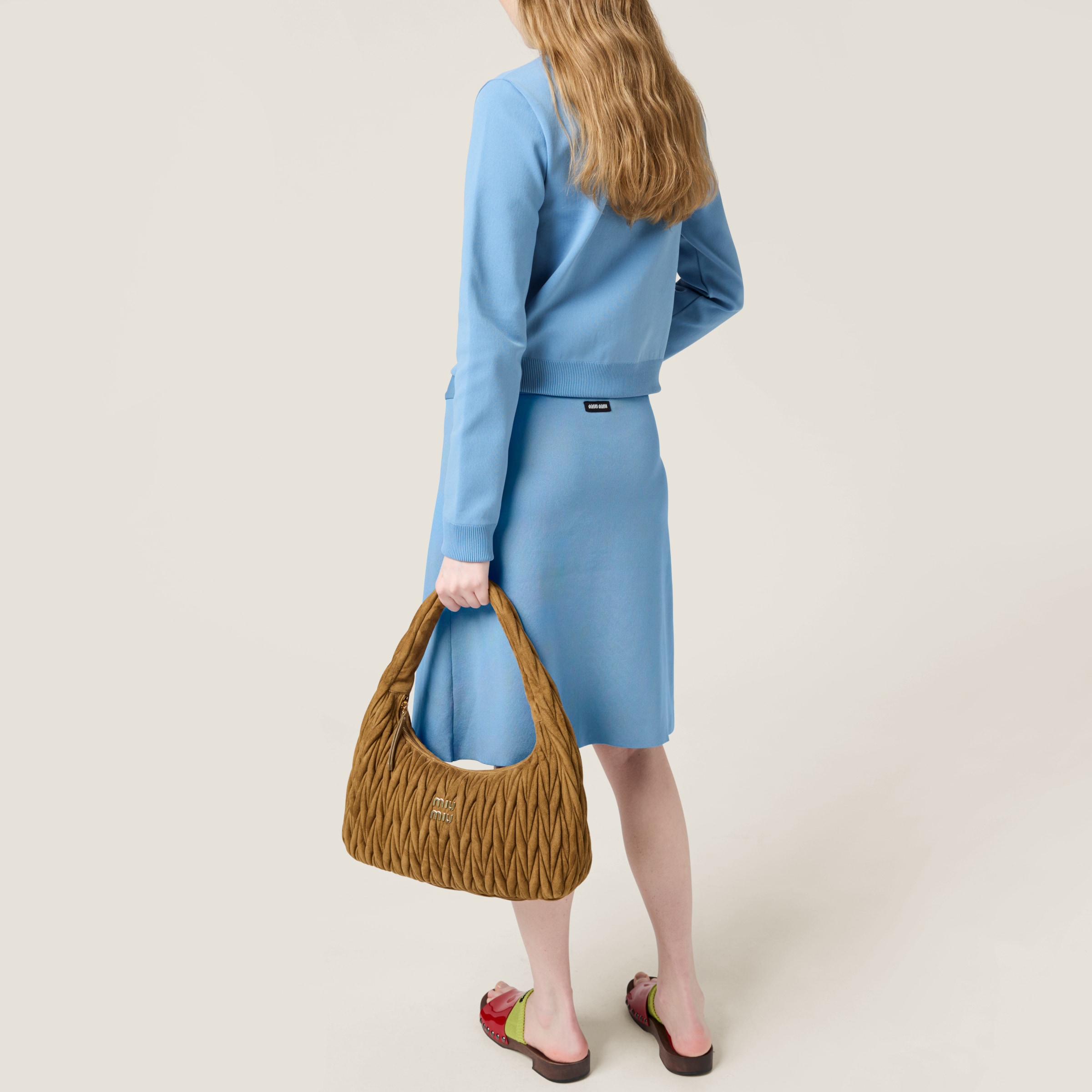 Sapphire Blue Technical Yarn Zipper Cardigan | Miu Miu