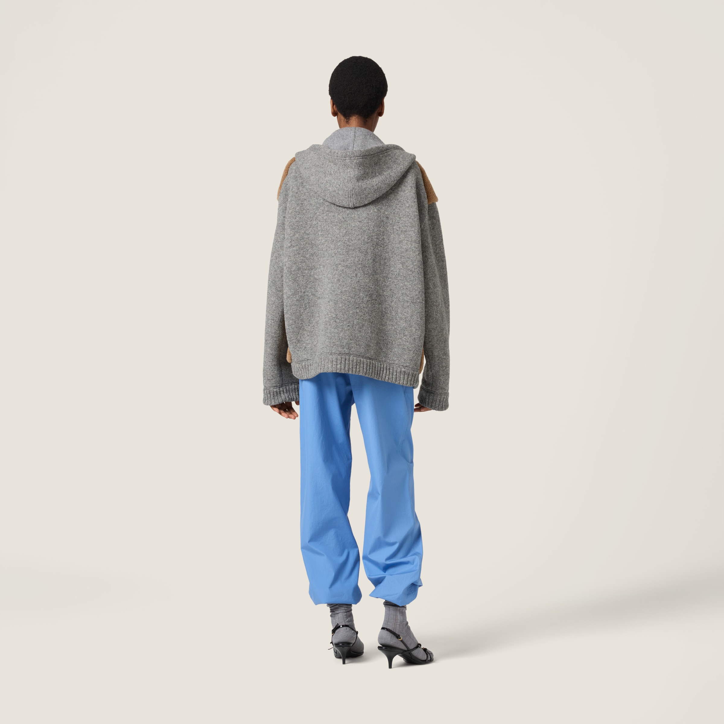 Miu Miu Wool, Cashmere And Shearling Zipper Blouson Jacket In Brown