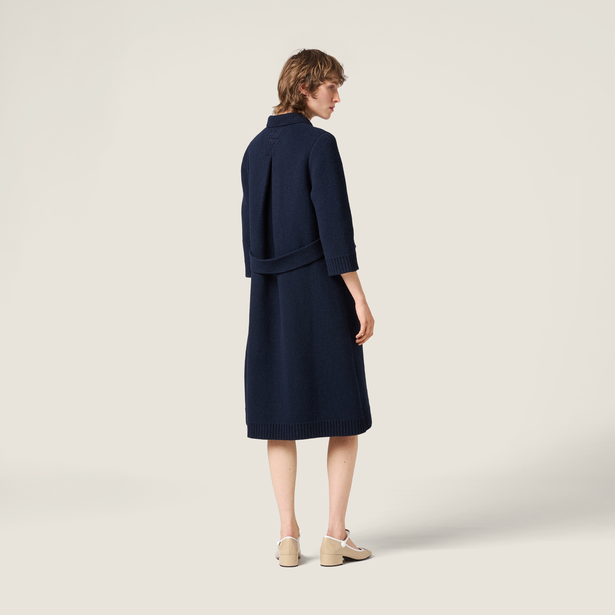 Miu Miu Shetland Wool Cardigan Coat In Blue