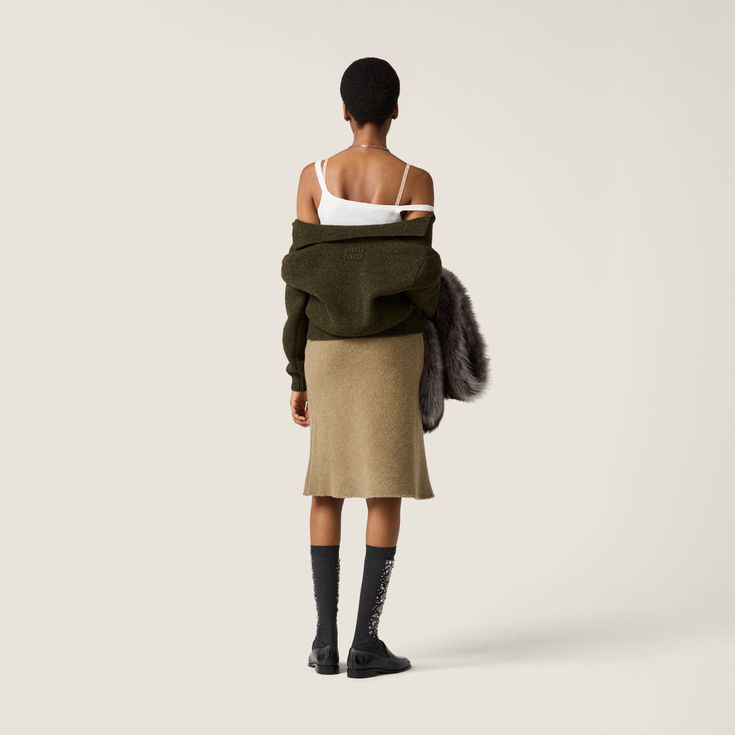 Miu Miu Wool Cardigan In Green