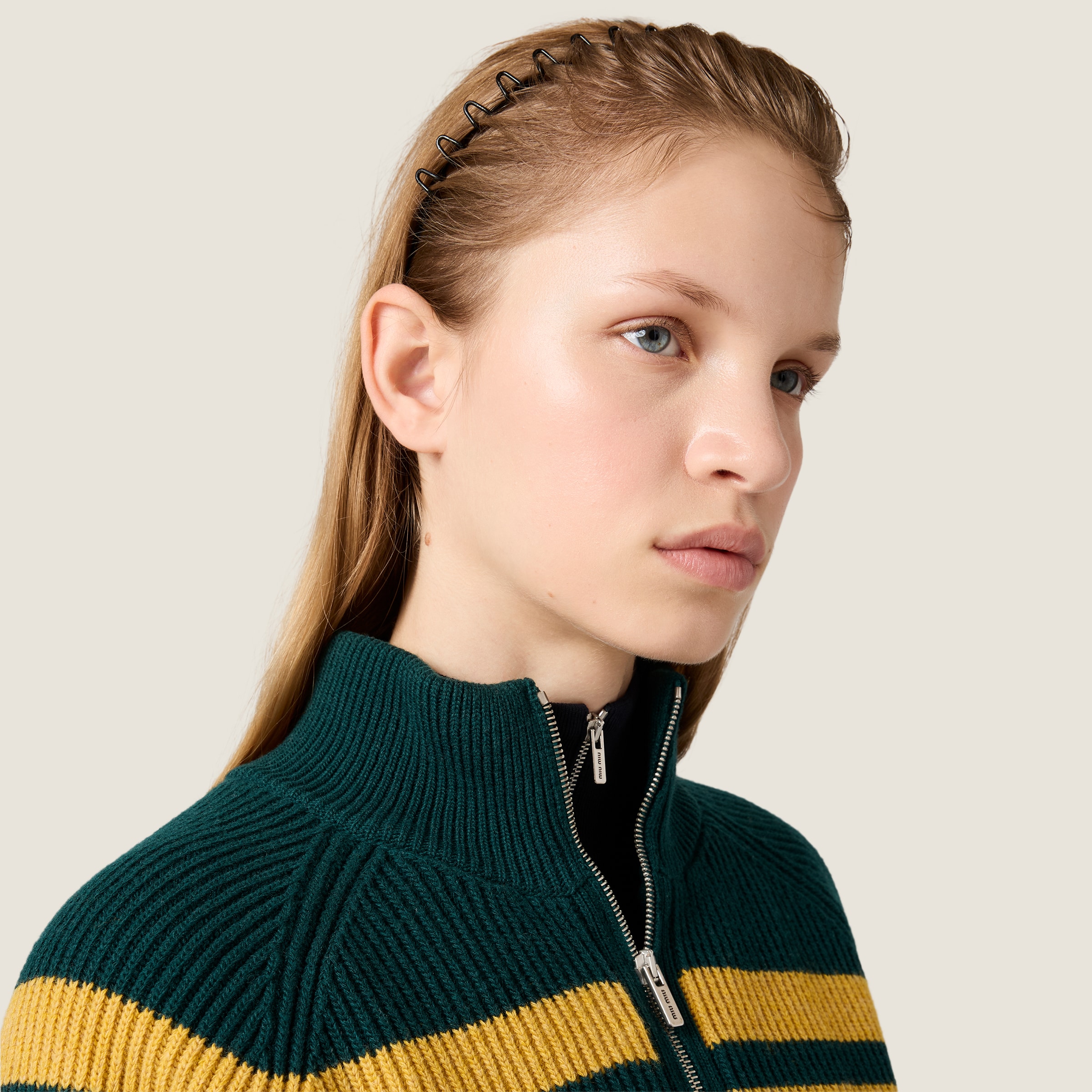 Wool bomber jacket with zipper - thumbnail 4