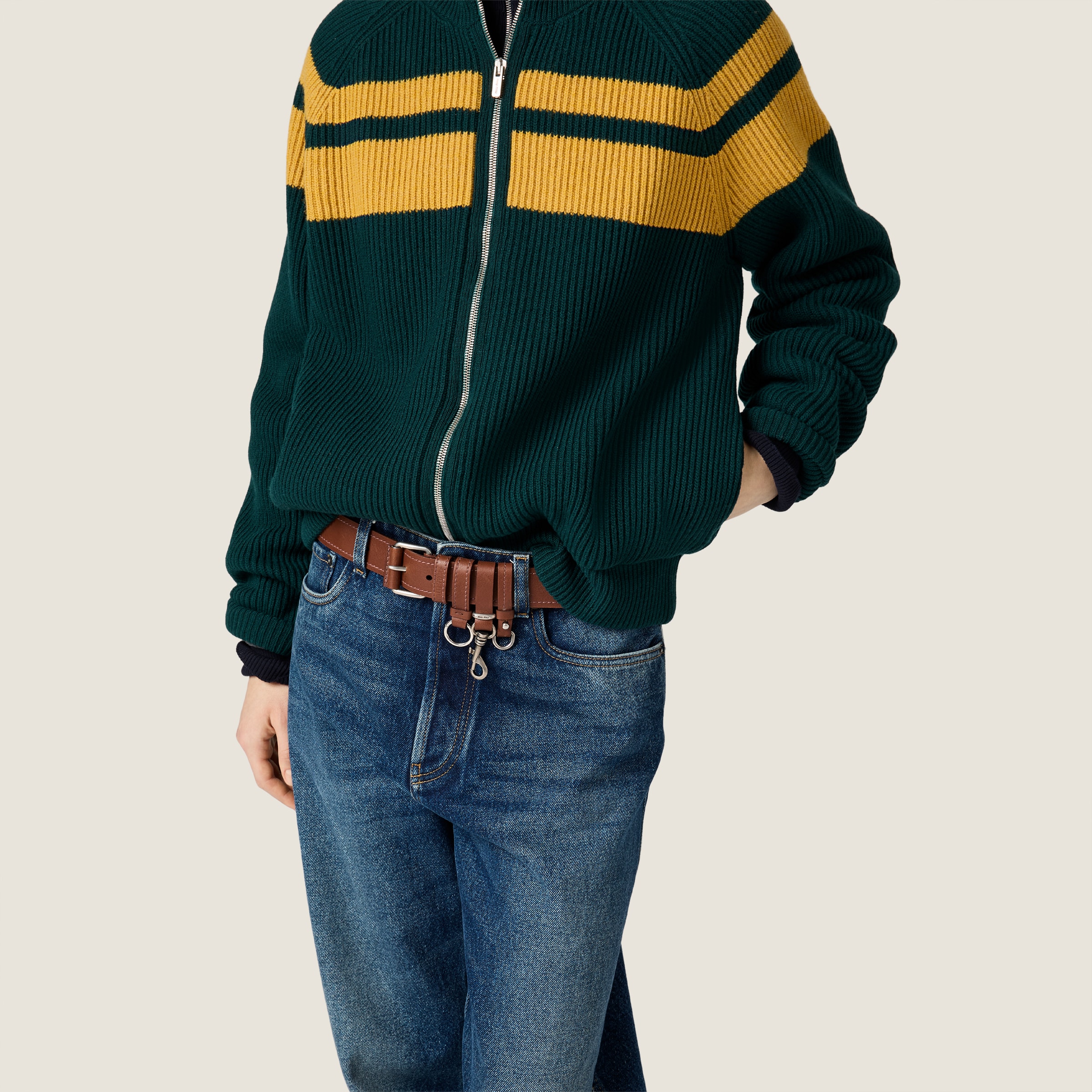 Wool bomber jacket with zipper - thumbnail 5