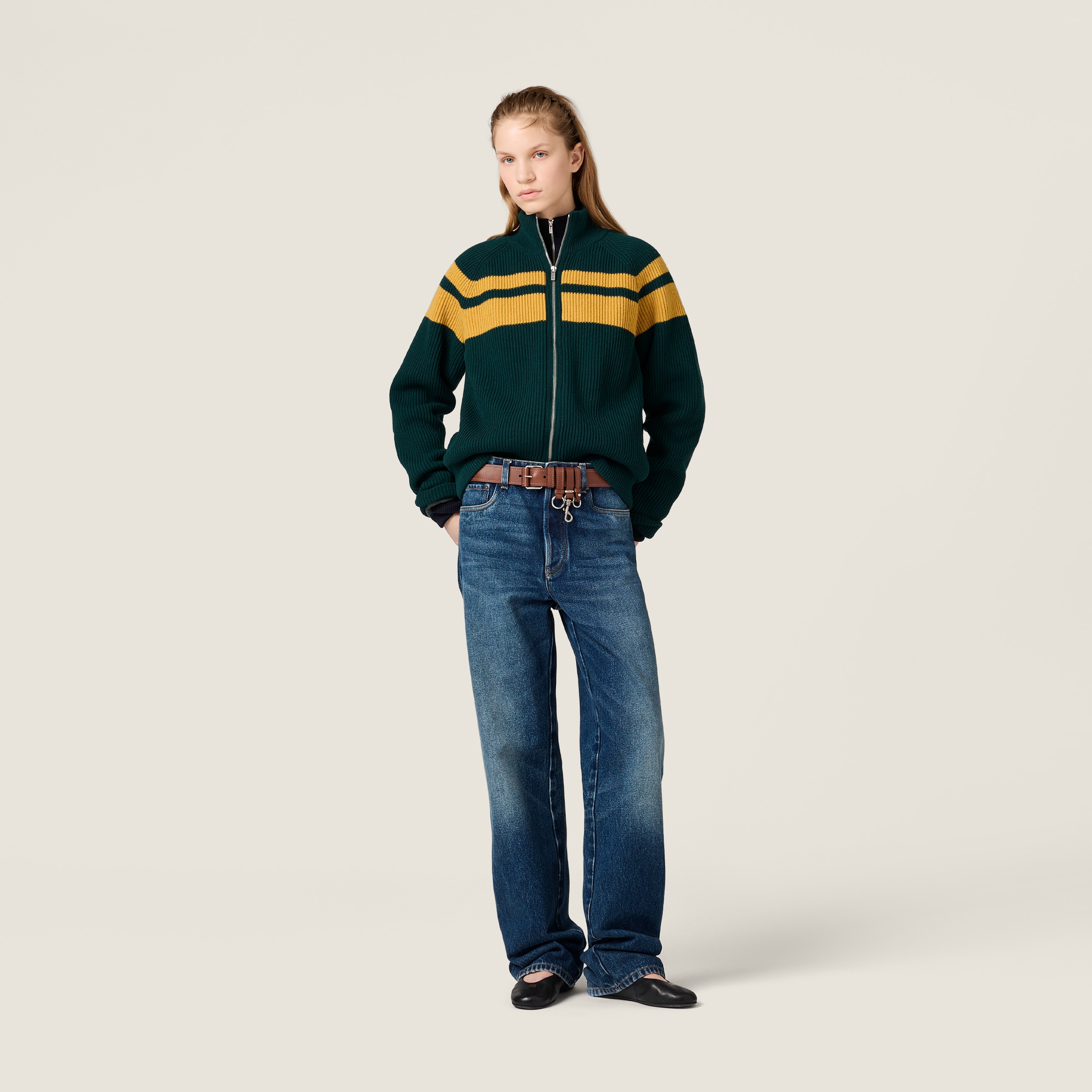 Wool bomber jacket with zipper - thumbnail 2