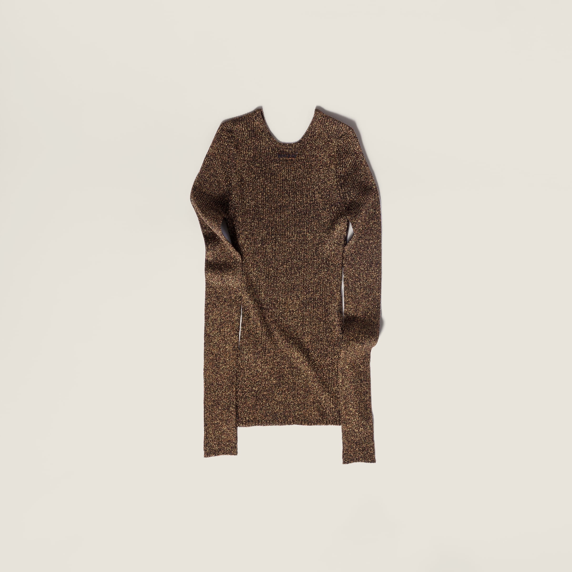 Miu Miu Lamé Crew-neck Sweater In Brown