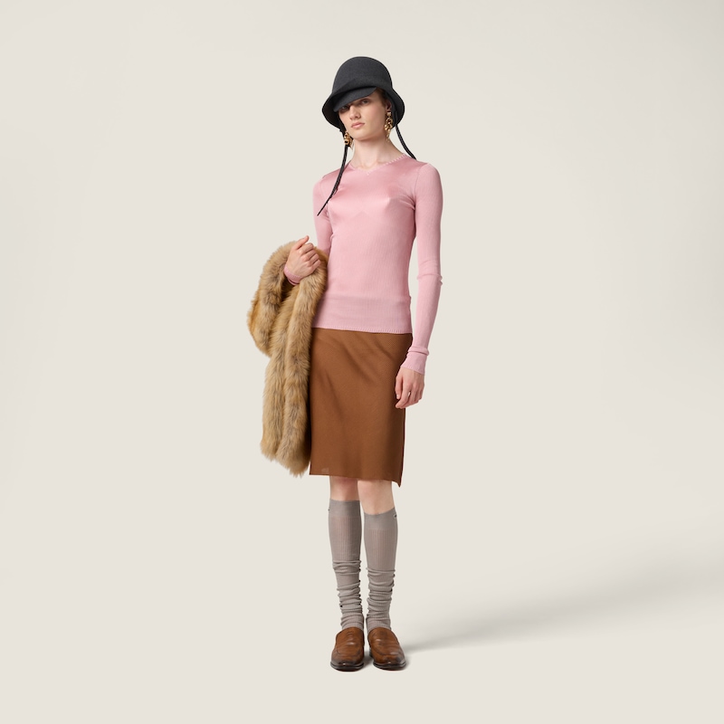 シルク Vネック スウェーター