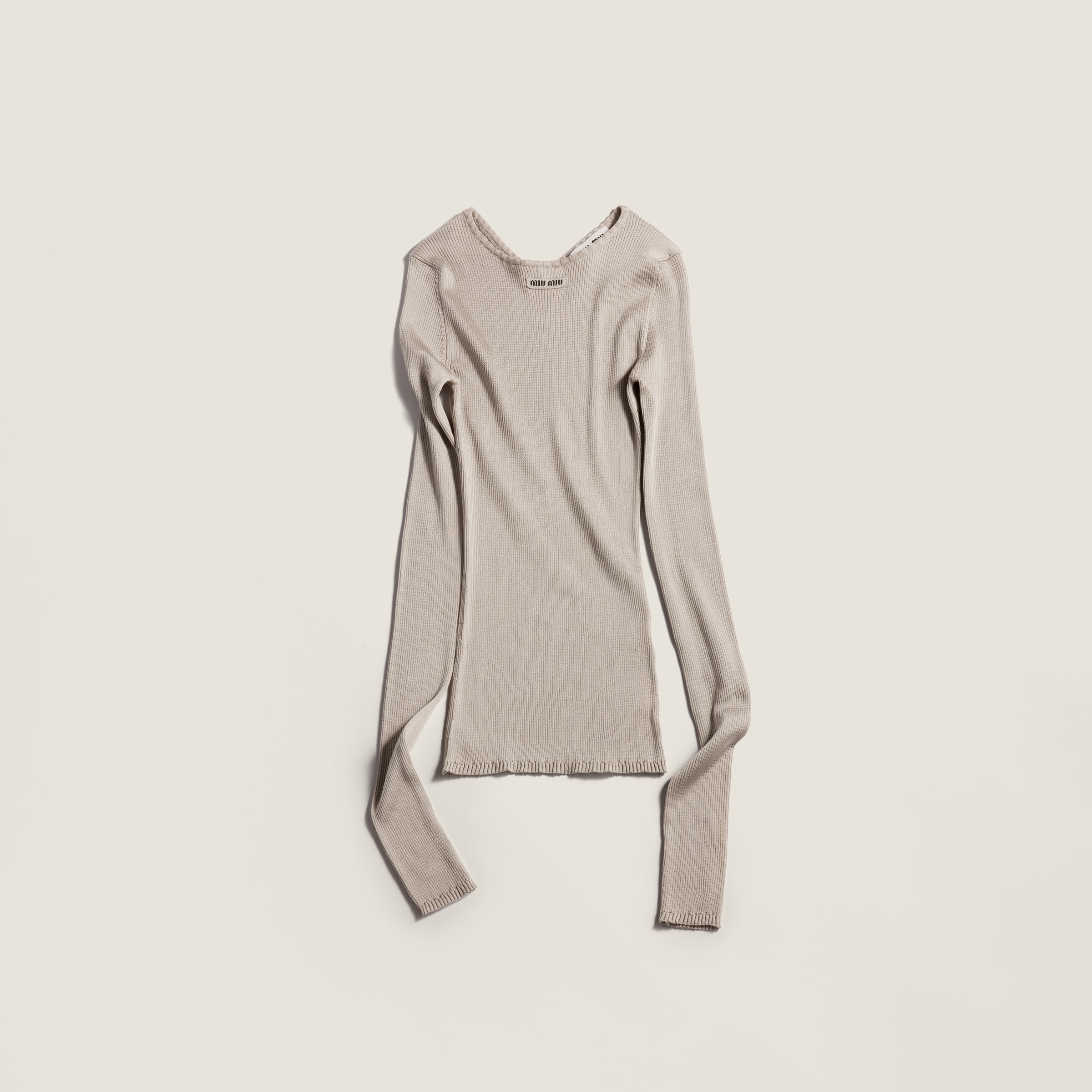 Miu Miu Silk Crew-neck Sweater In Gray