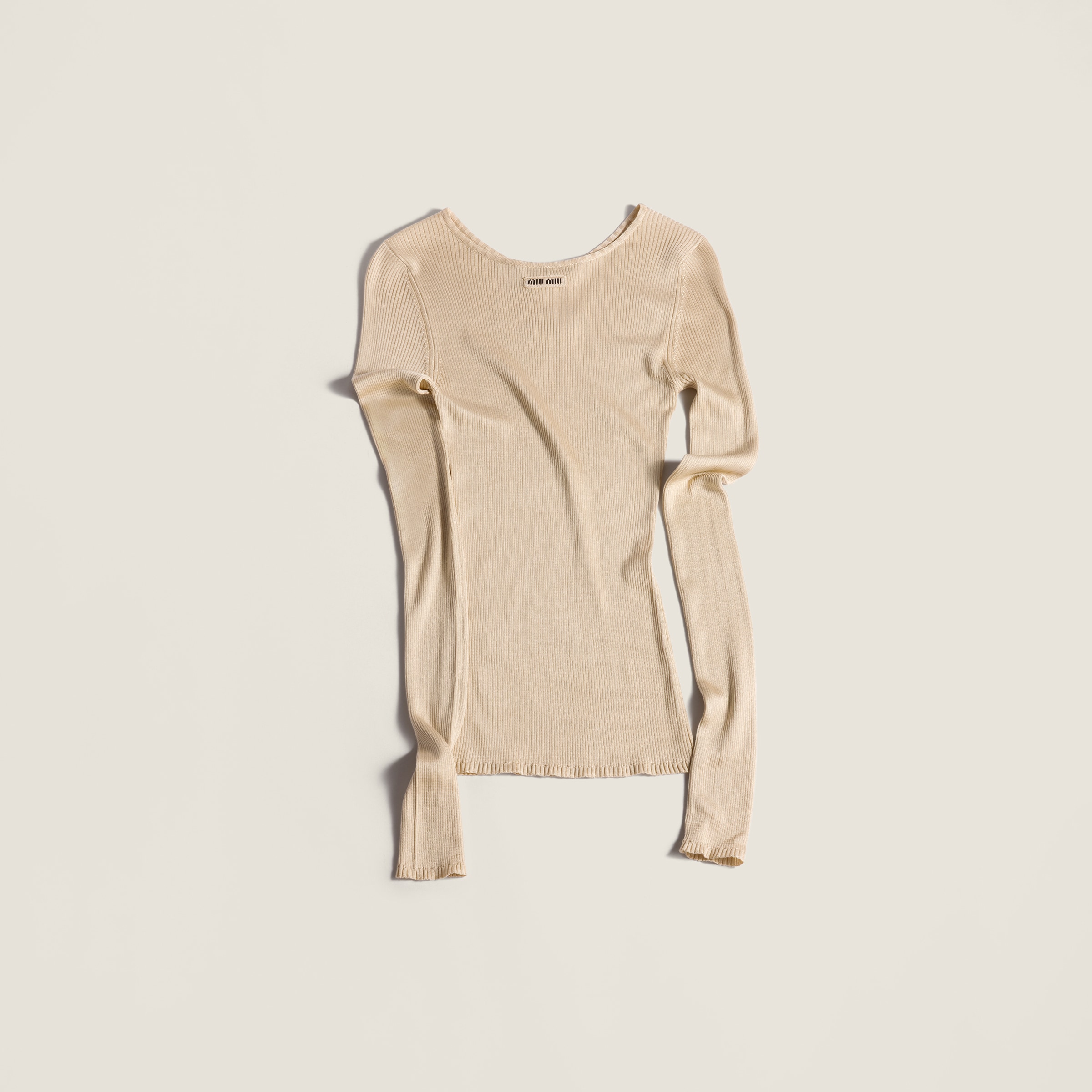 Miu Miu Silk Crew-neck Sweater In Brown