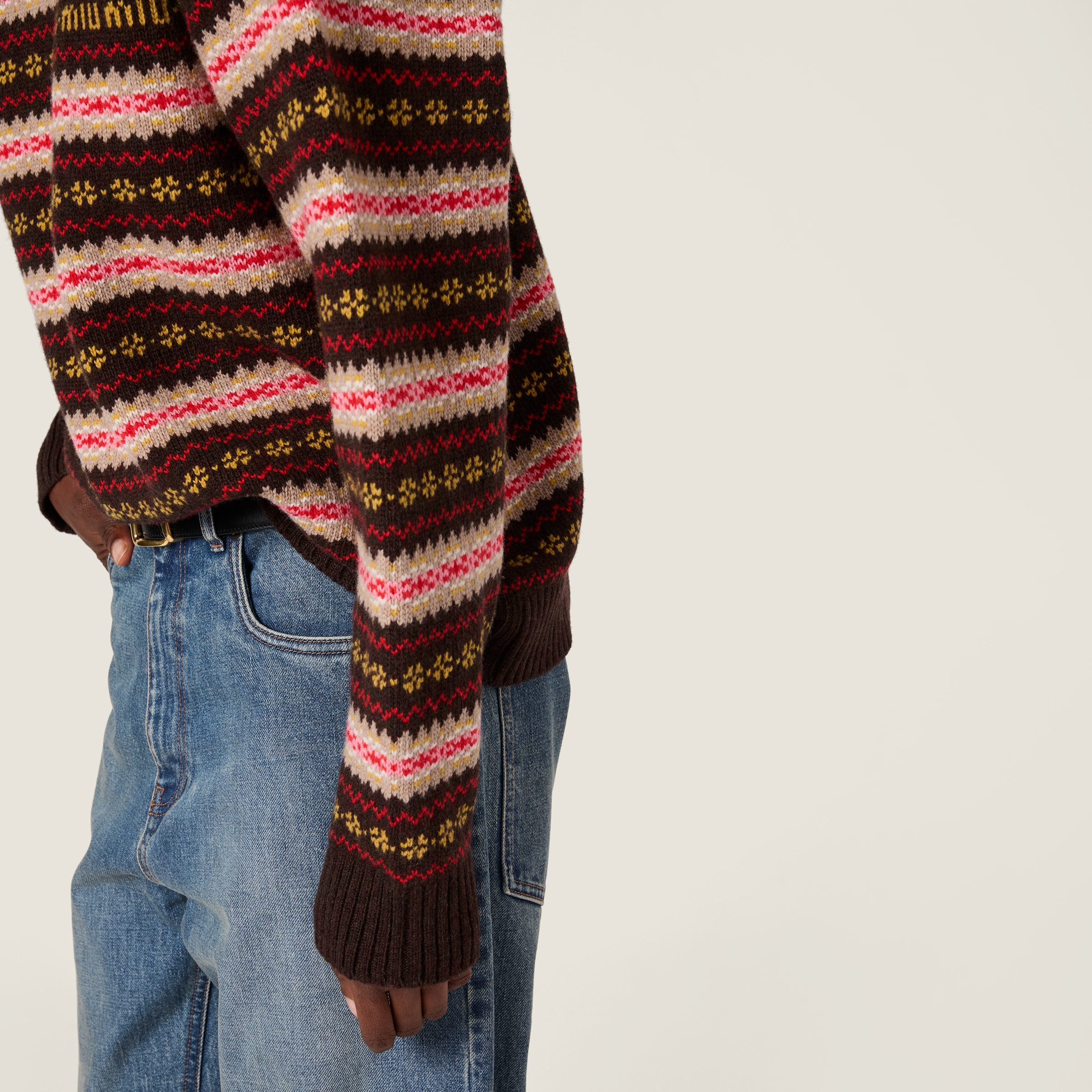 Miu Miu Wool Crew-neck Sweater In Brown