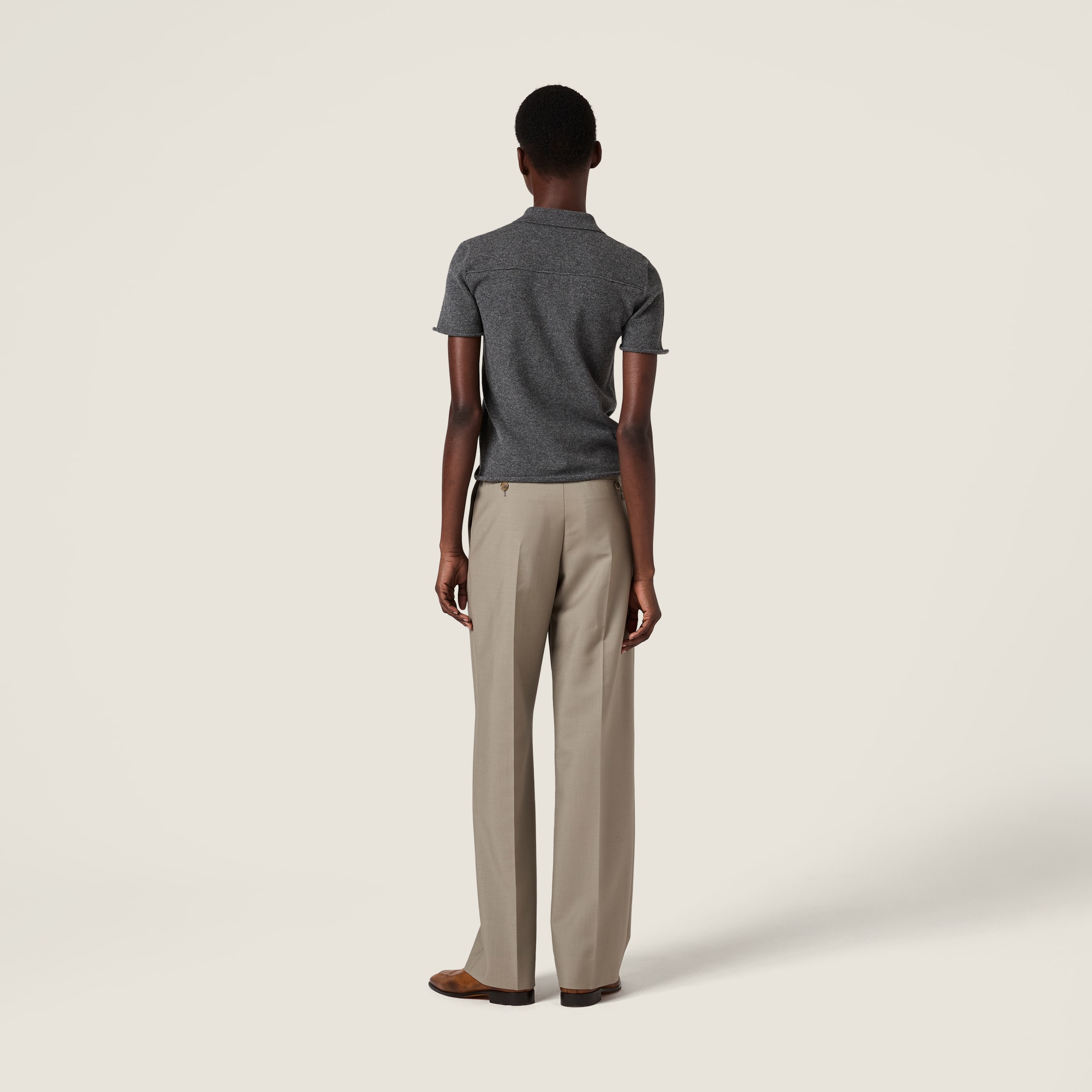 Miu Miu Cashmere Polo Shirt In Gray