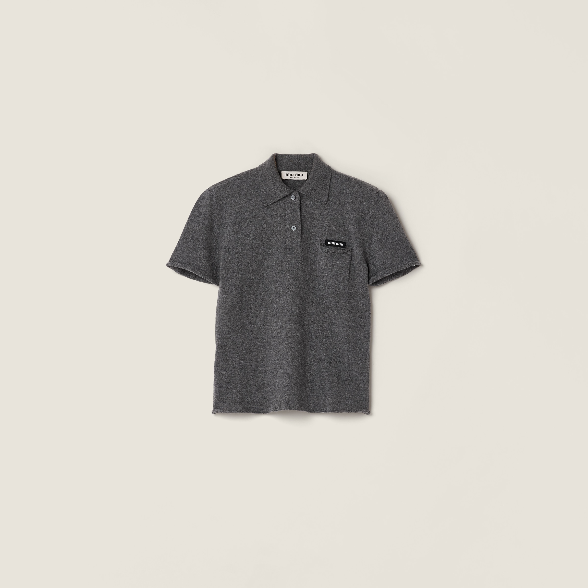 Miu Miu Cashmere Polo Shirt In Gray