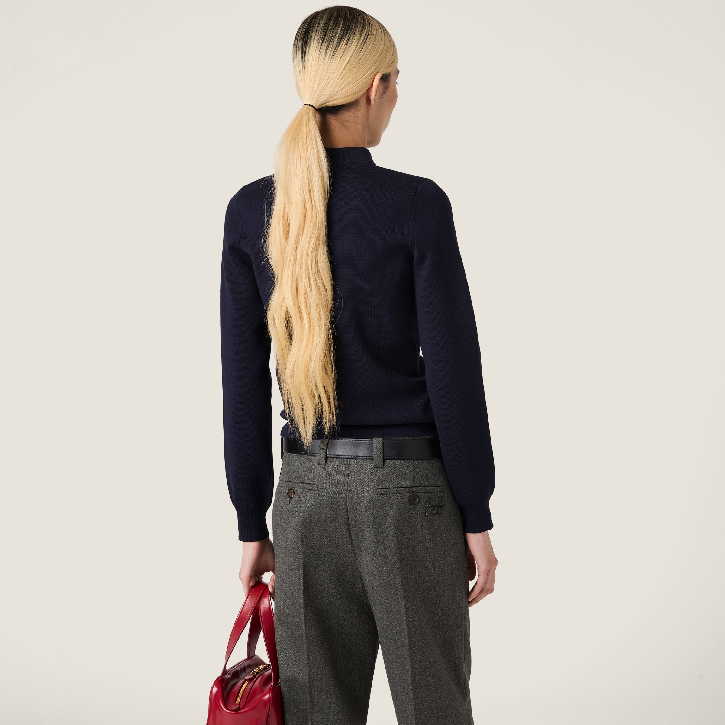 Miu Miu Wool Half-zipper Sweater In Blue