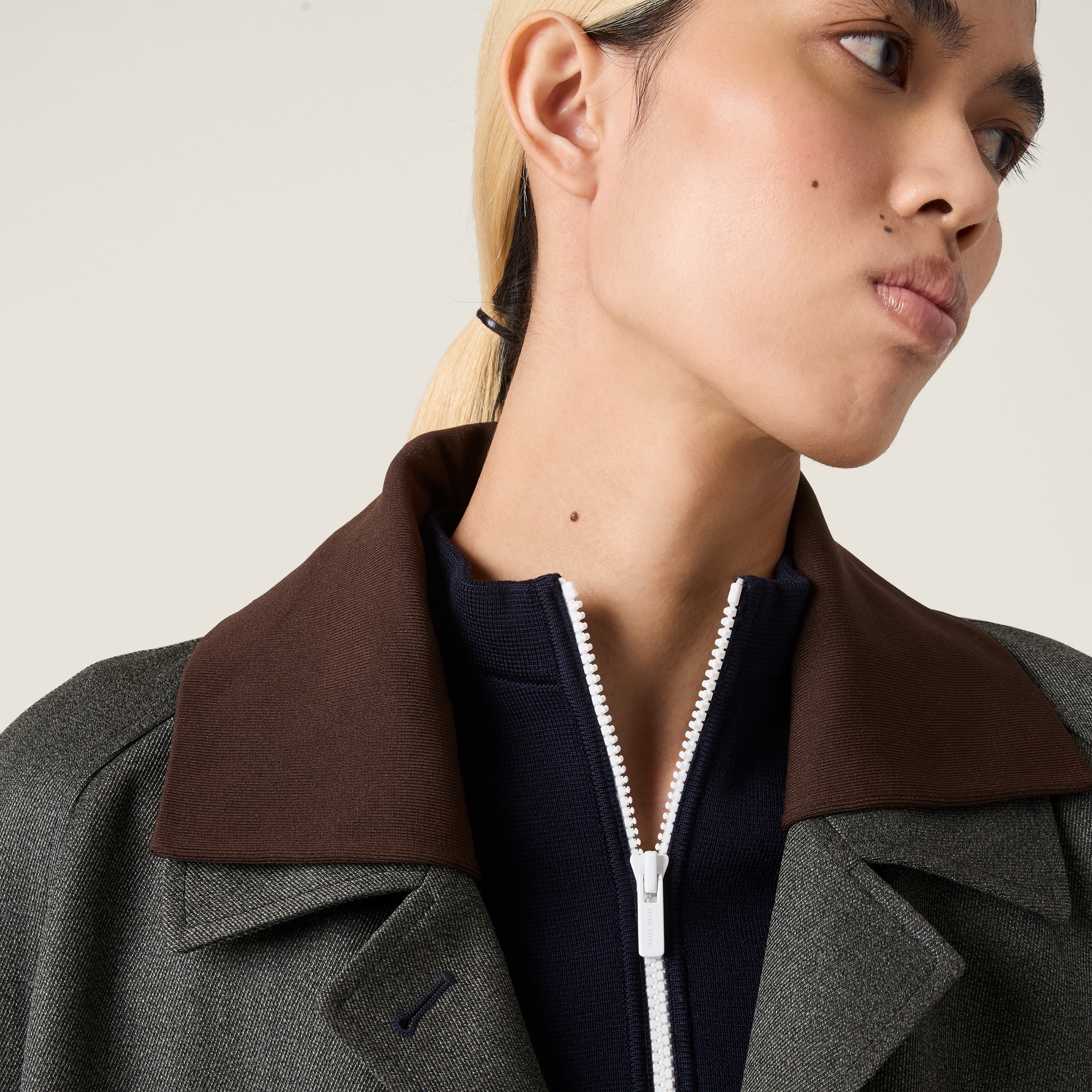 Miu Miu Wool Half-zipper Sweater In Blue