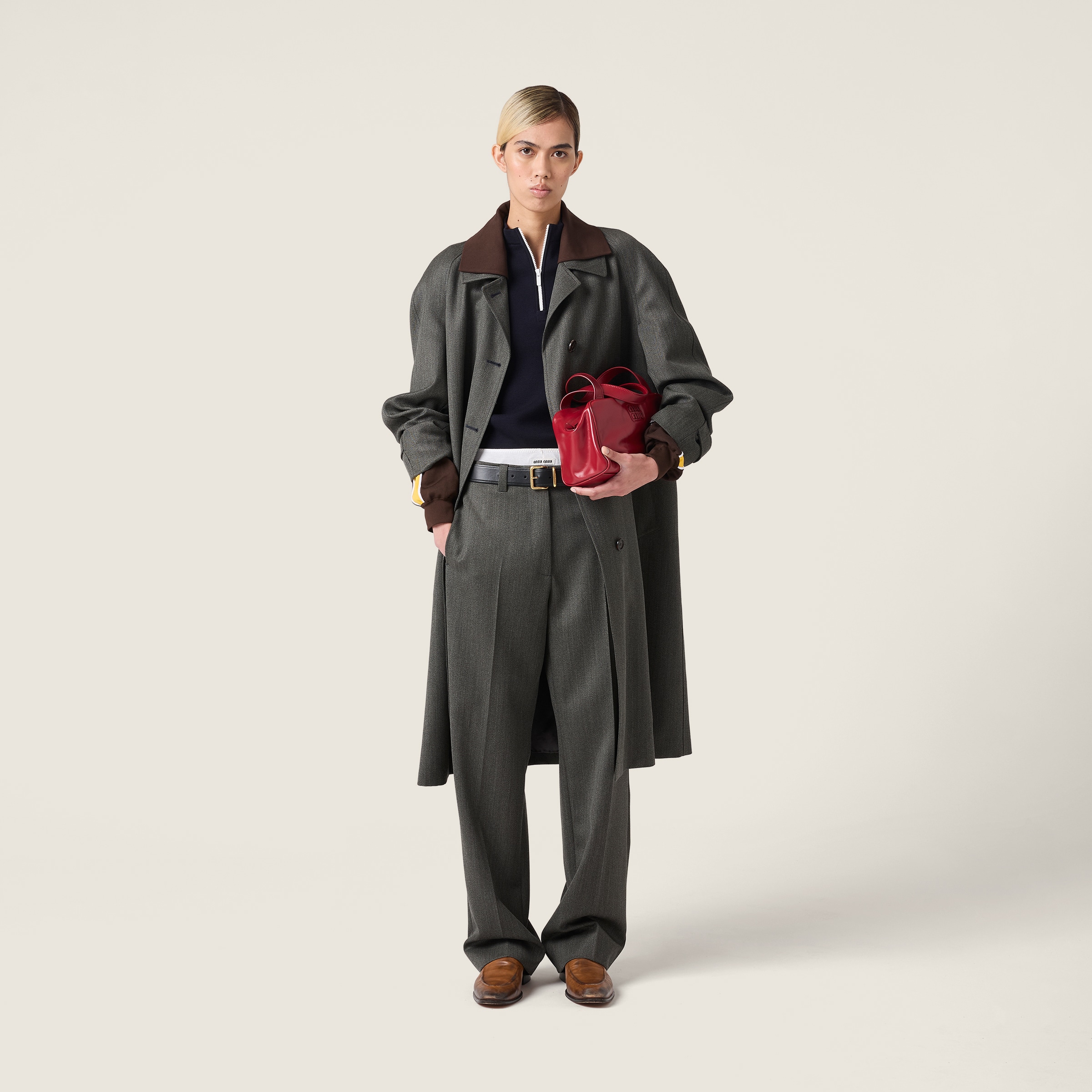 Miu Miu Wool Half-zipper Sweater In Blue