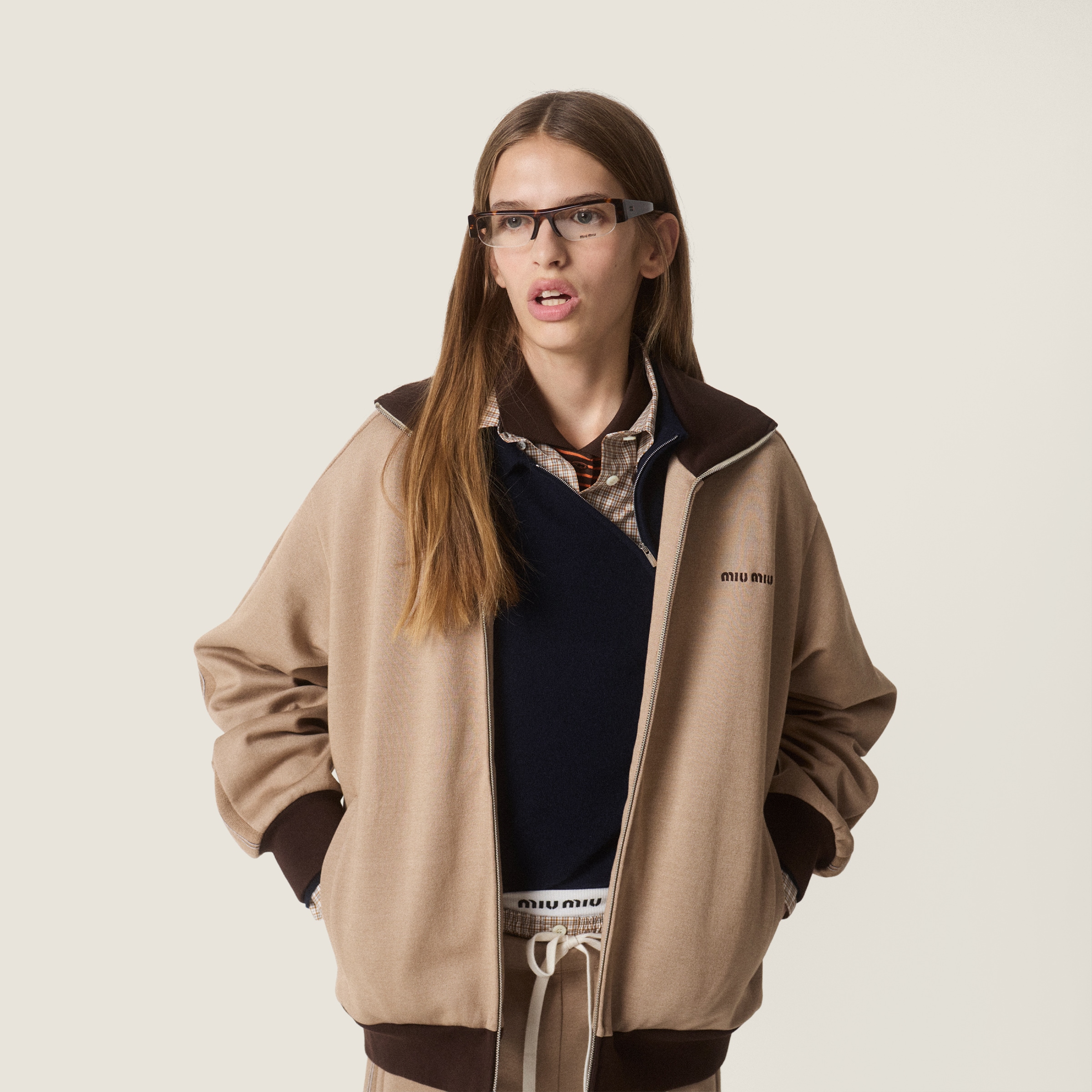 Navy Cashmere Polo Shirt | Miu Miu