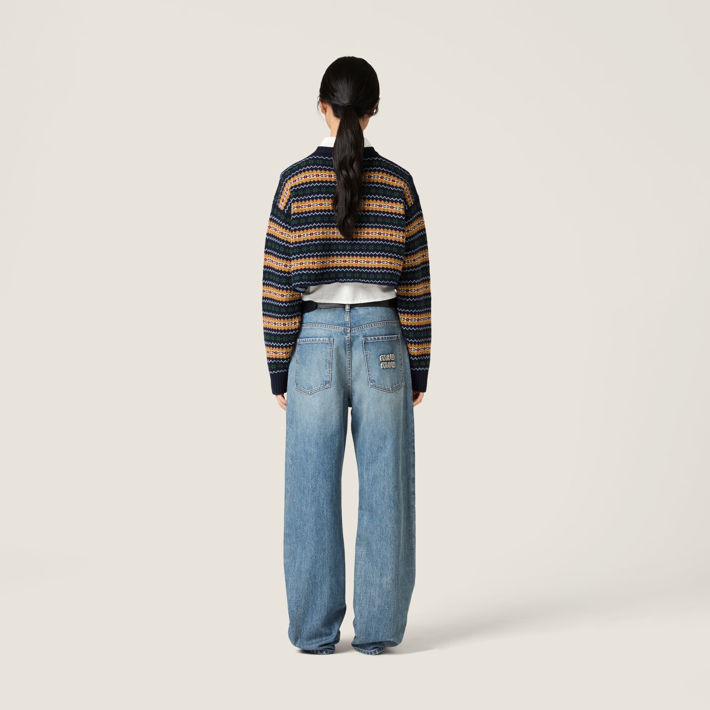 Miu Miu Wool Fairisle Sweater In Blue