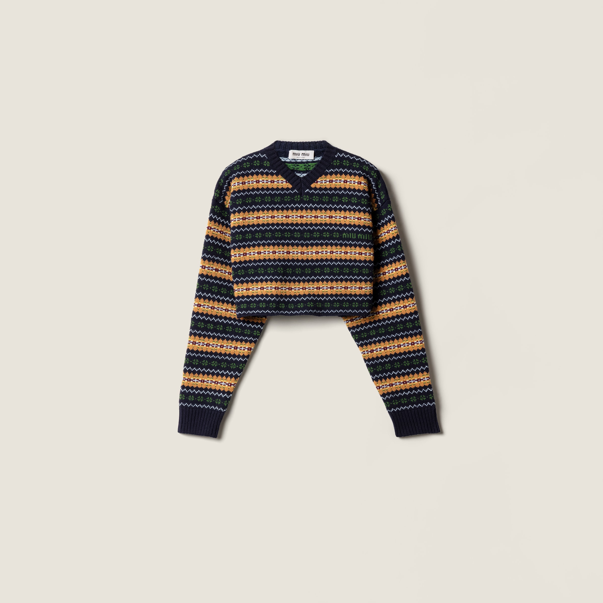 Miu Miu Wool Fairisle Sweater In Blue
