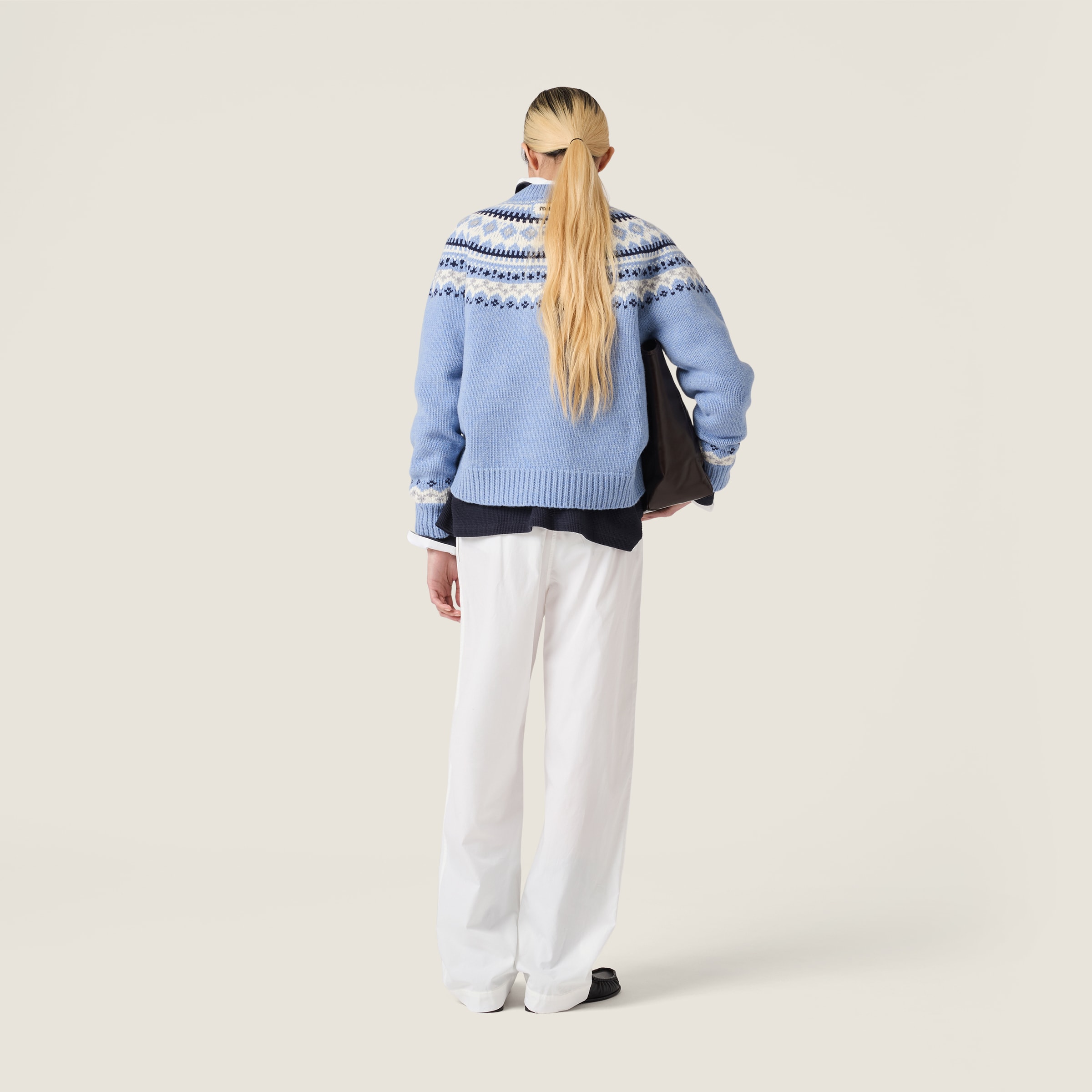 Miu Miu Virgin Wool Crewneck Knitwear In Blue