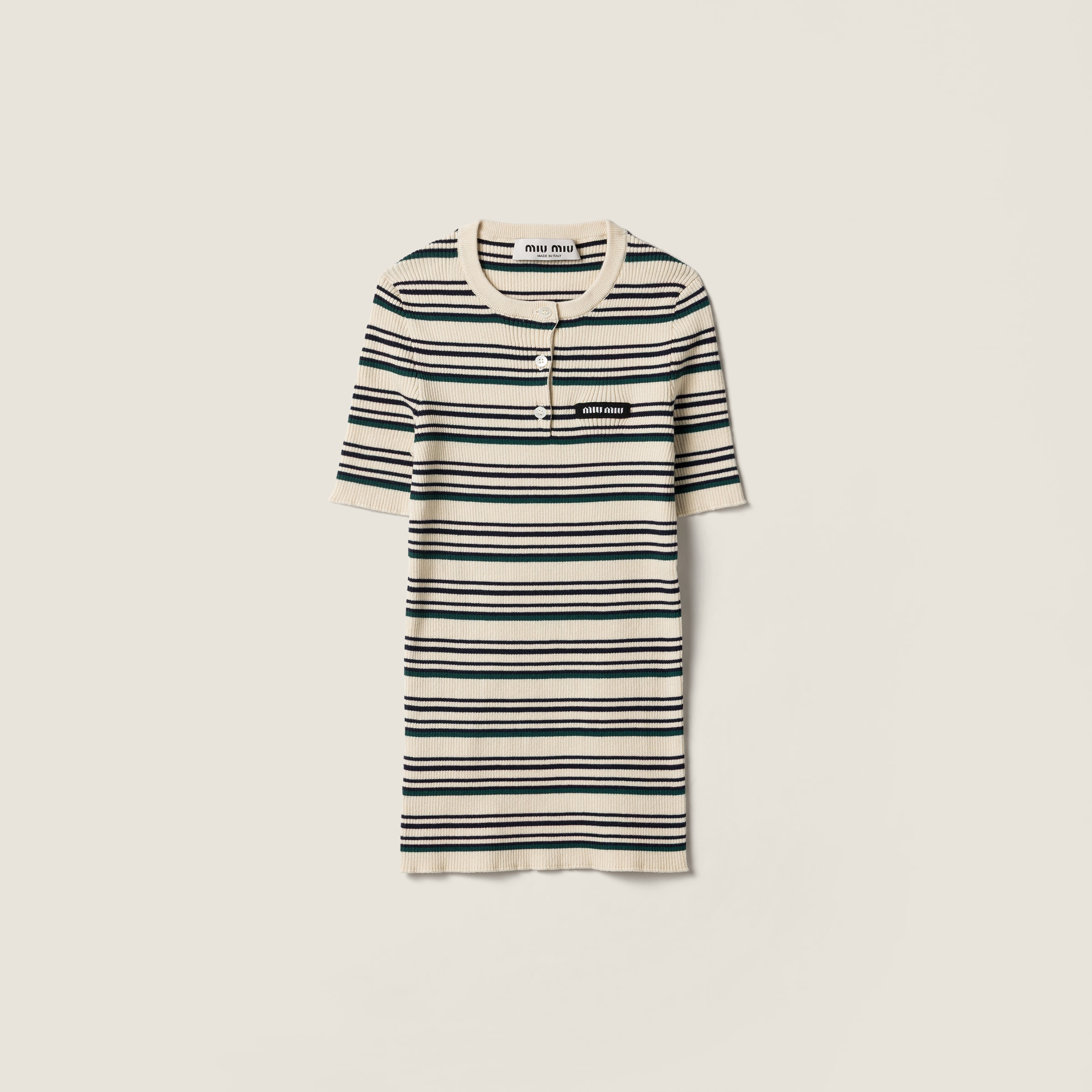 Cotton knit Henley shirt from Miu Miu - $1,520