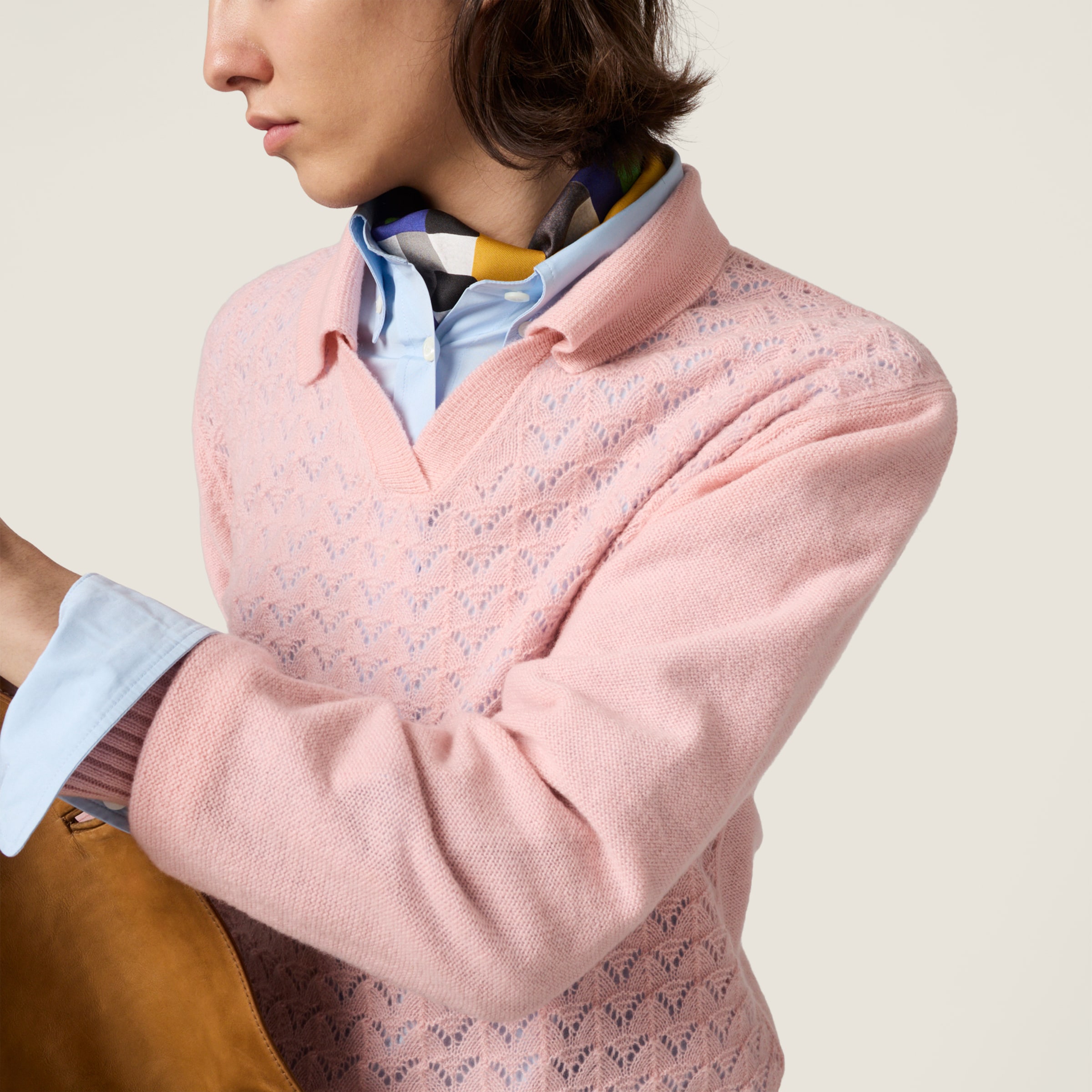 Alabaster Pink Cashmere V-neck Sweater | Miu Miu