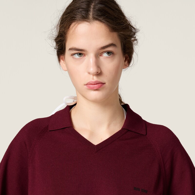 Wool polo sweater