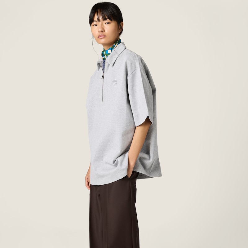 半拉链棉质Polo衫