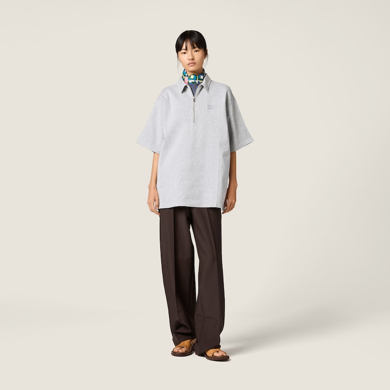半拉链棉质Polo衫