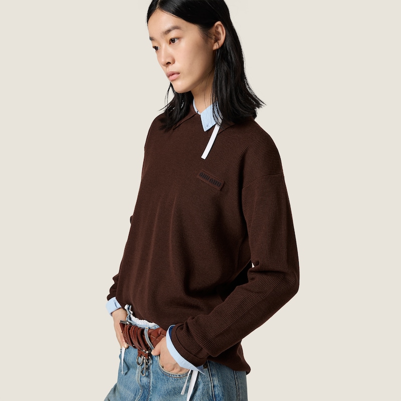 Wool polo sweater