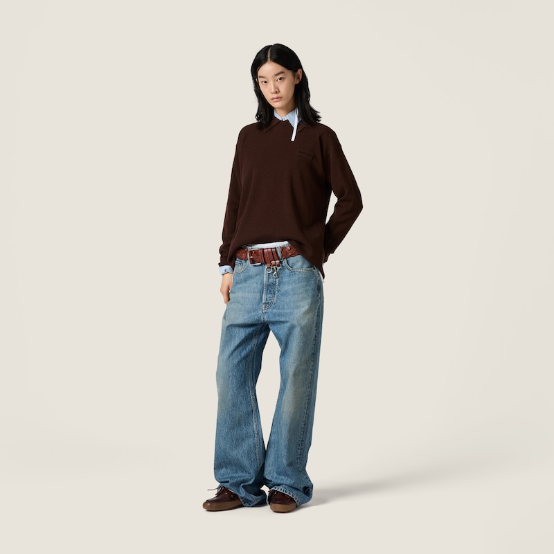 Wool polo sweater