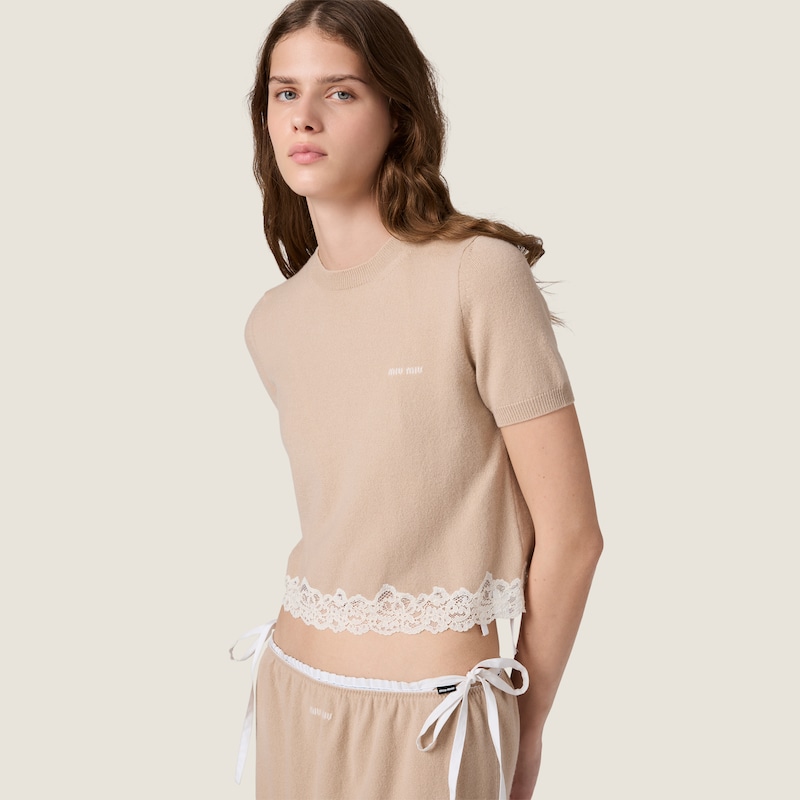 Cashmere and lace jersey