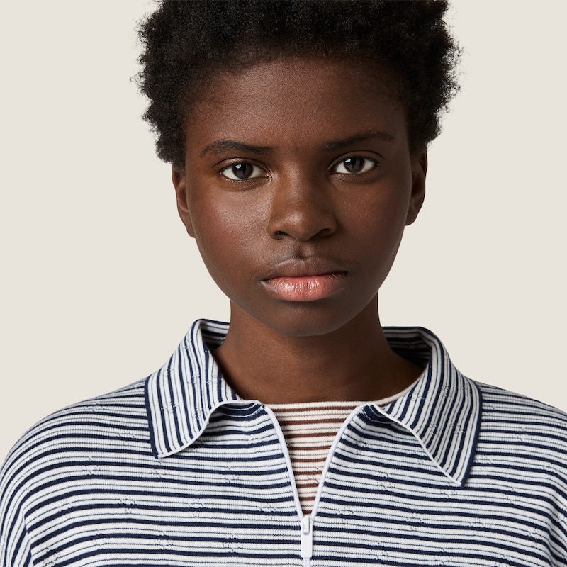 Cotton, cashmere, and silk polo shirt