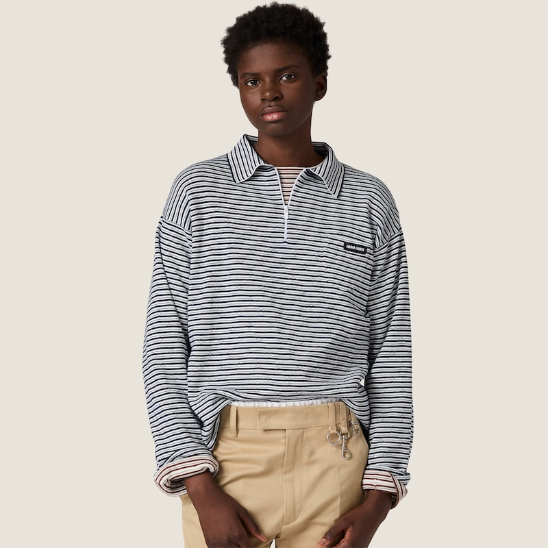 Cotton, cashmere, and silk polo shirt