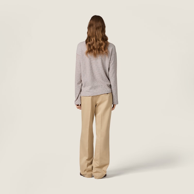 Cotton, cashmere and silk crew-neck knit sweater