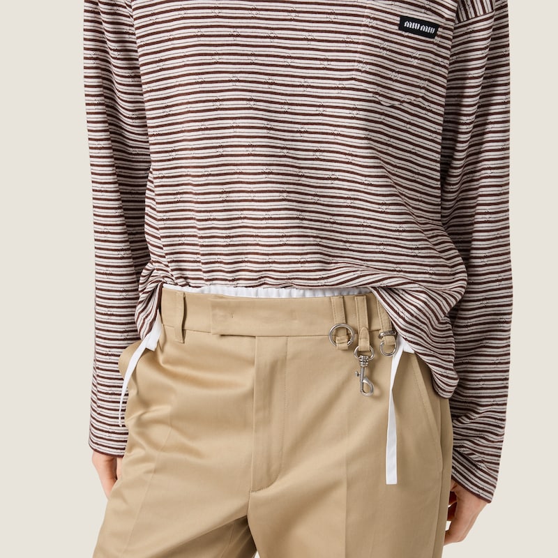 Cotton, cashmere and silk crew-neck knit sweater