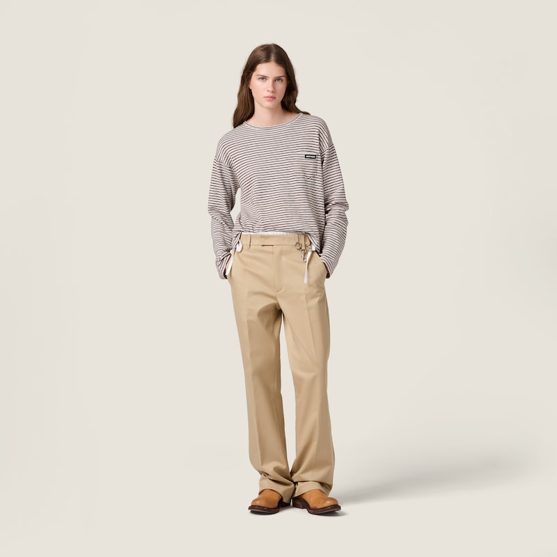 Cotton, cashmere and silk crew-neck knit sweater