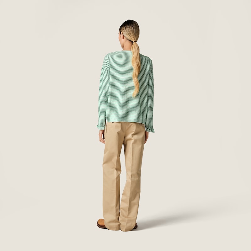 Cotton, cashmere and silk crew-neck knit sweater