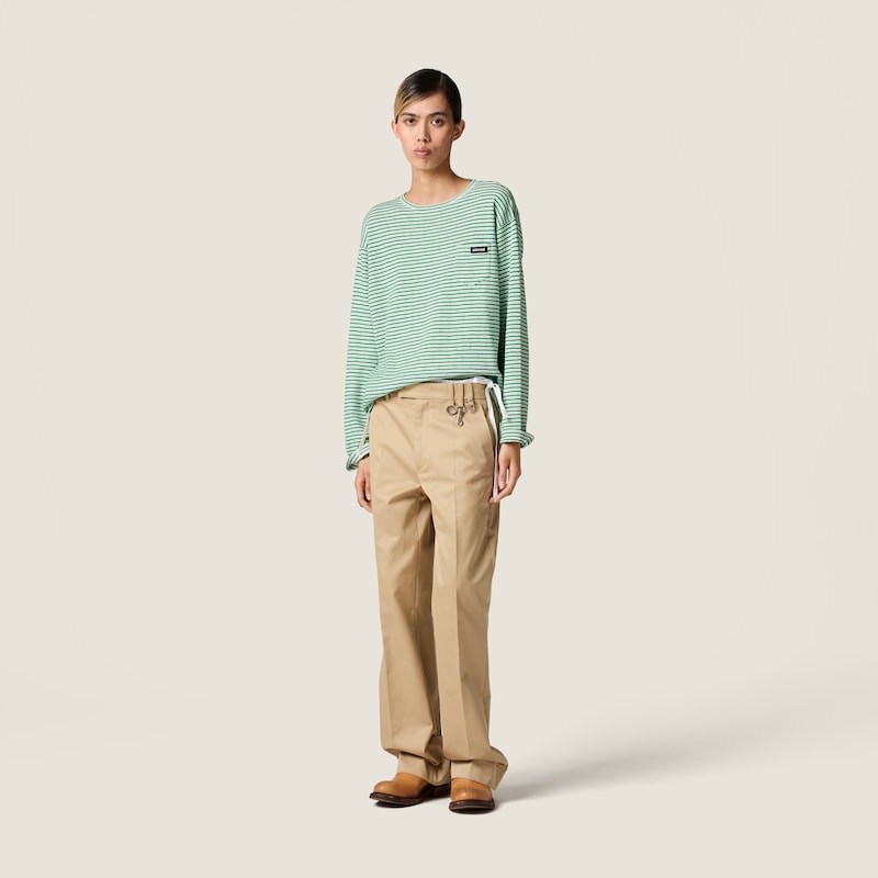 Cotton, cashmere and silk crew-neck knit sweater